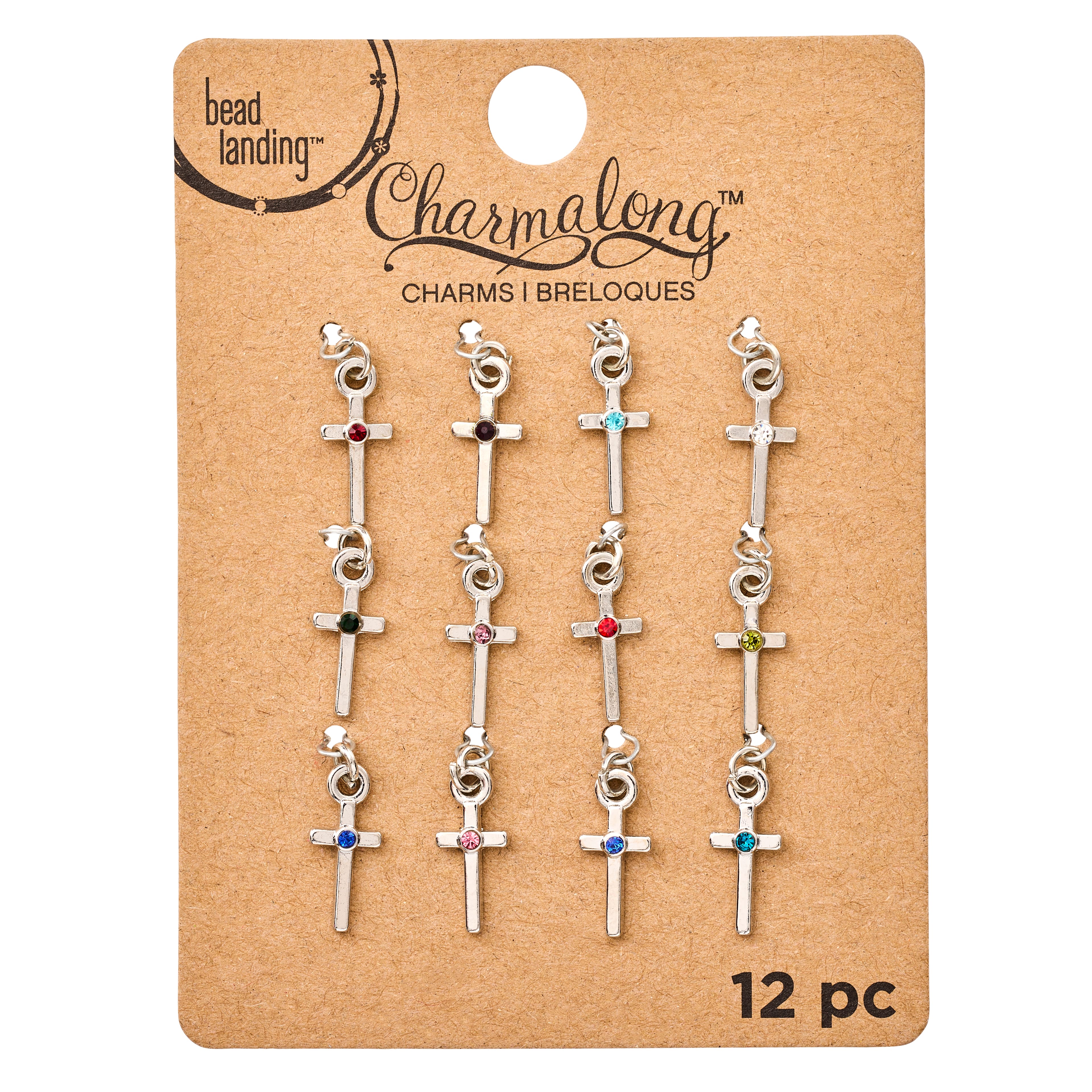 Charmalong&#x2122; Rhodium Cross Birthstone Charms by Bead Landing&#x2122;