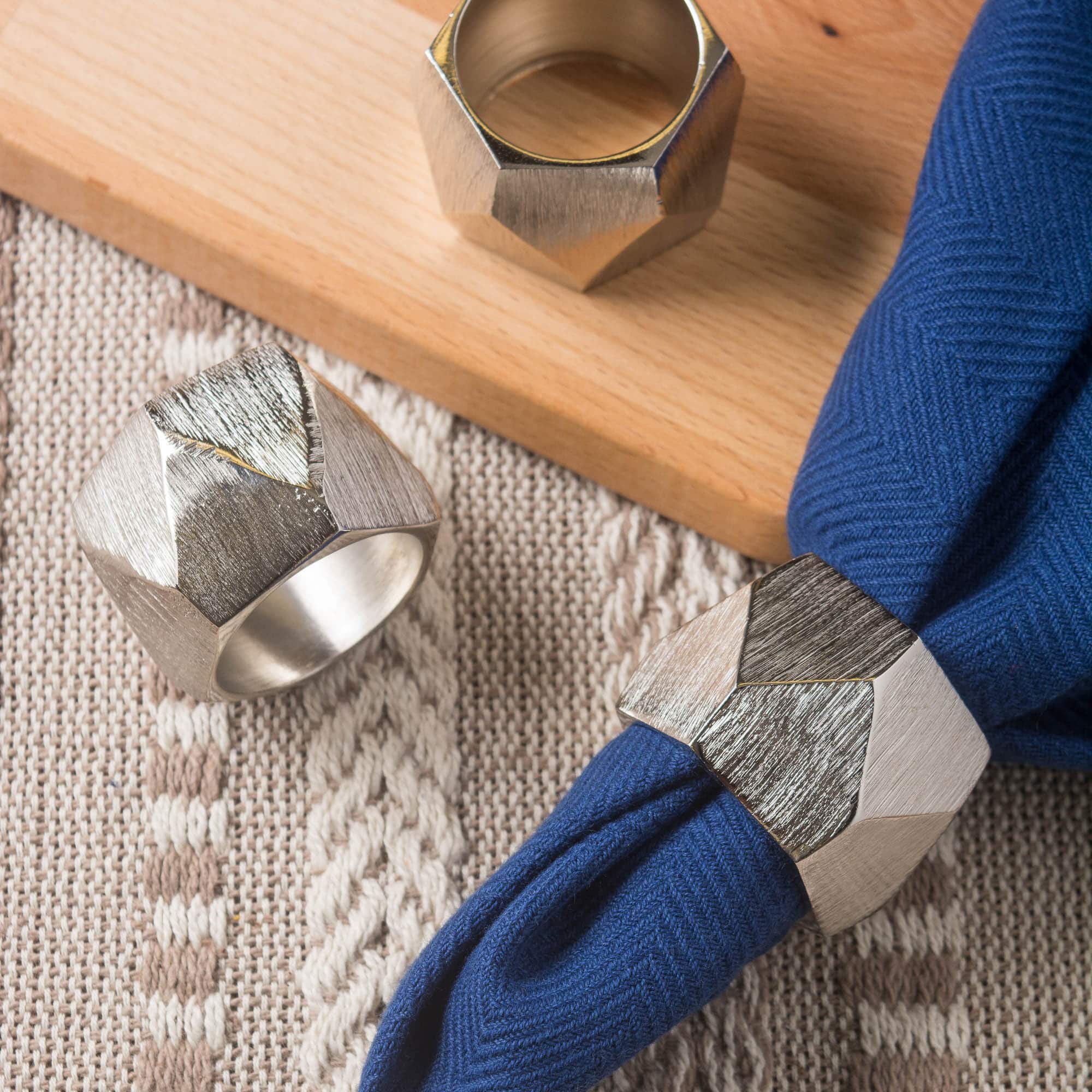DII&#xAE; Silver Triangle Band Napkin Rings, 6ct.