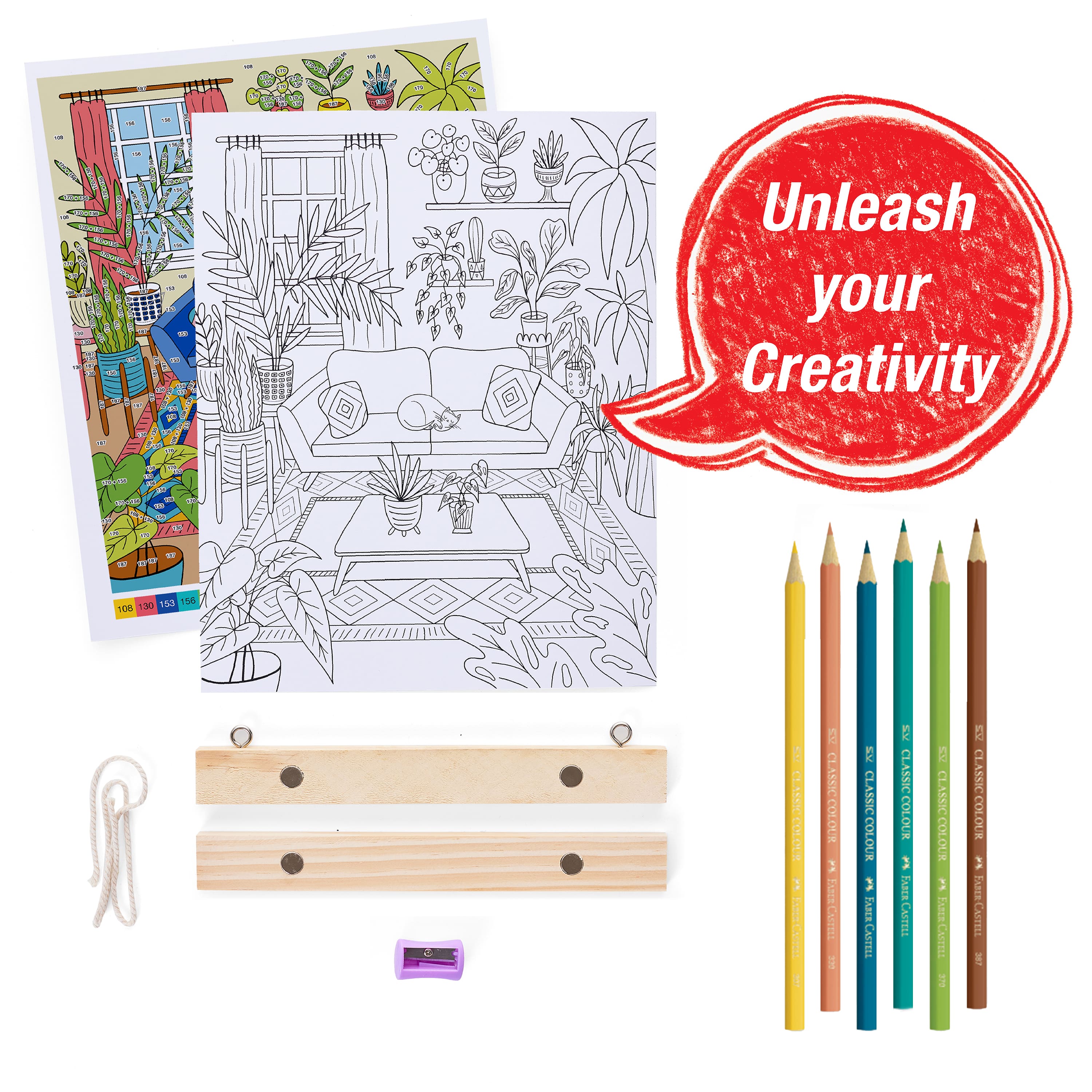 Faber-Castell® Plant Room Colour by Number Wall Art Kit