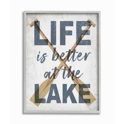 Stupell Industries Life is Better at the Lake Wall Art in Gray Frame ...