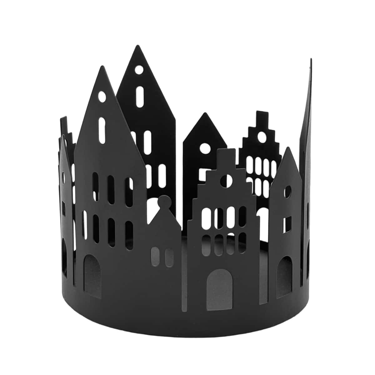 4.25&#x22; Black Metal Houses Candle Holder by Ashland&#xAE;