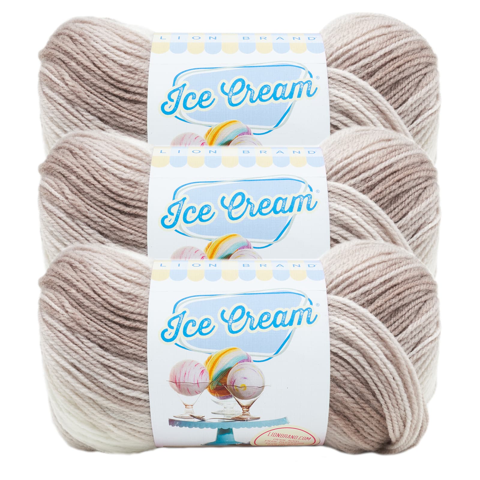 Lion Brand Ice Cream Yarn - Cotton Candy - Cream Pastel Pink