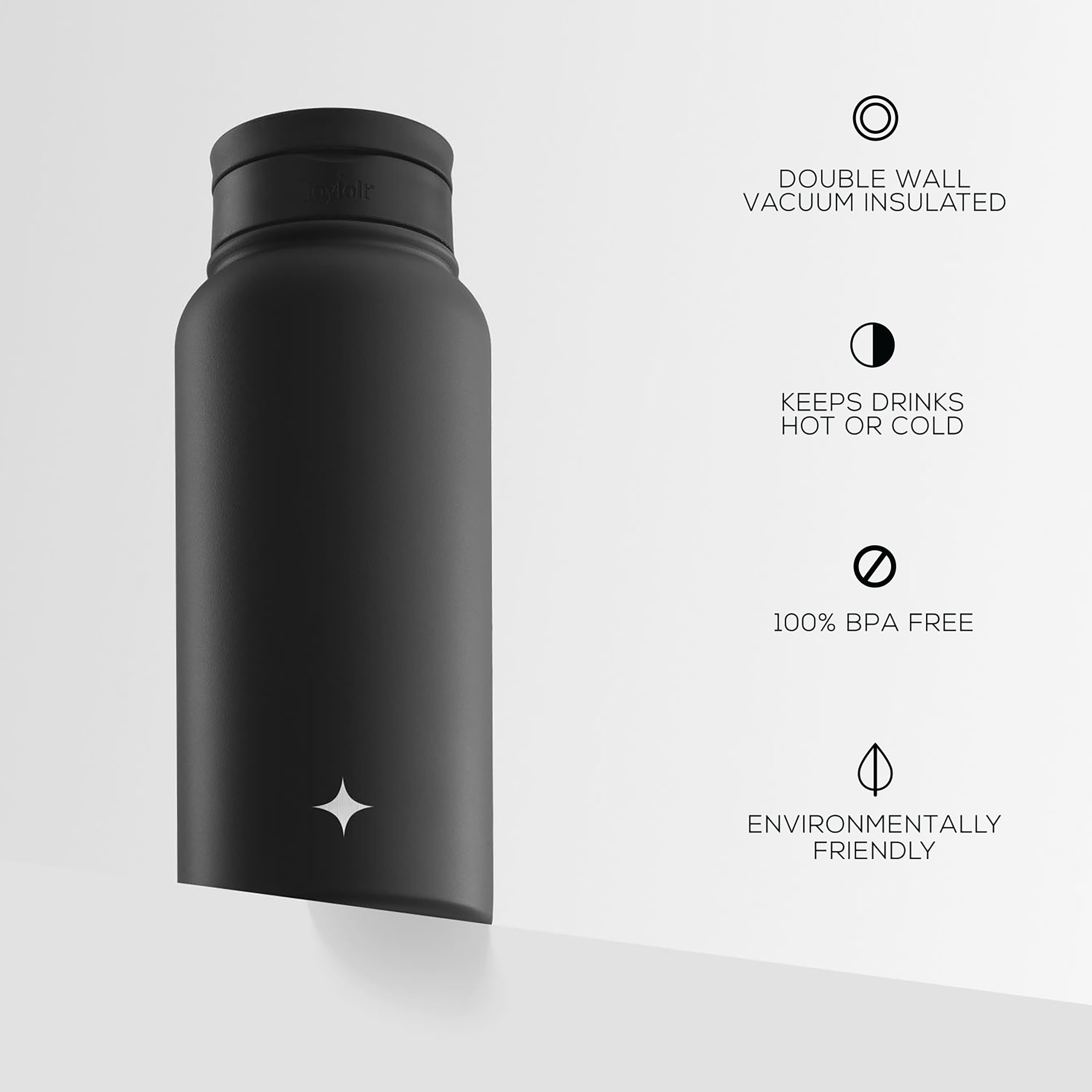 JoyJolt® 32oz. Vacuum Insulated Water Bottle With Flip Lid & Sport Straw Lid