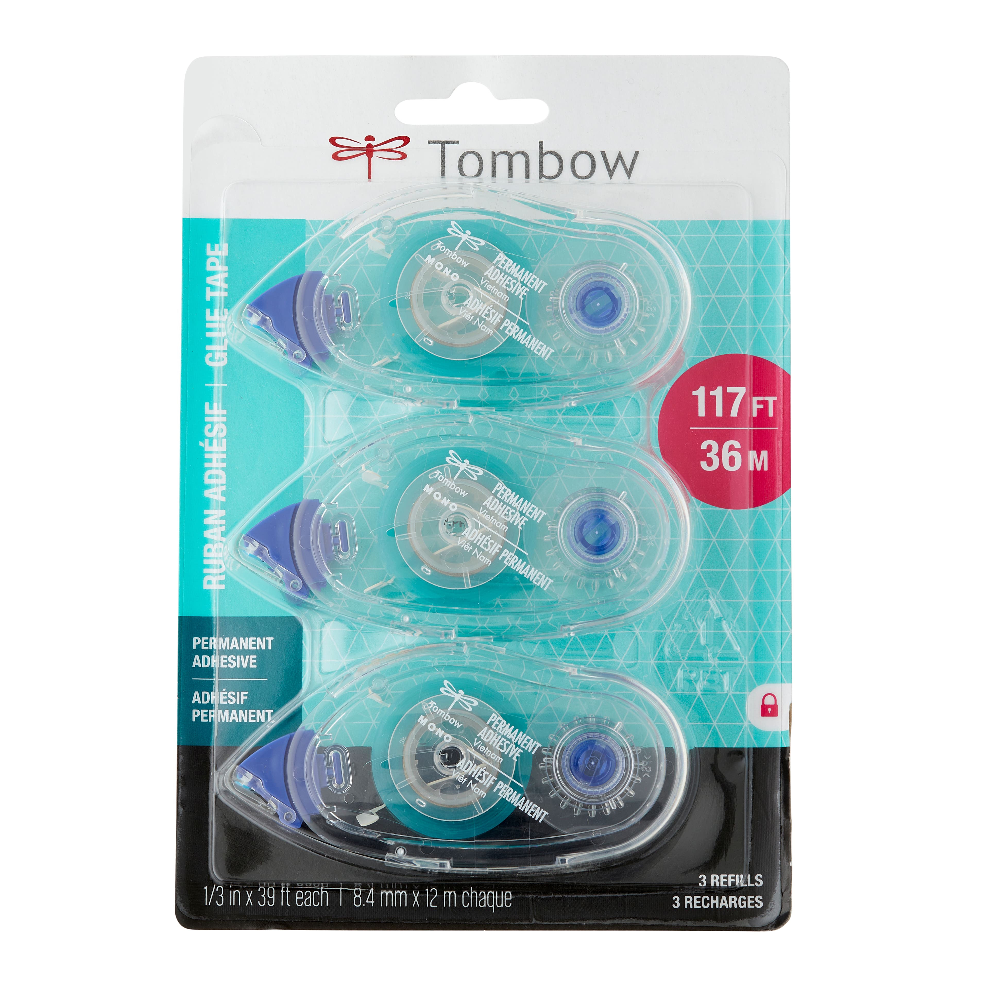 Tombow 12 Packs: 3 Ct. (36 Total) Mono Permanent Adhesive Tape Refills