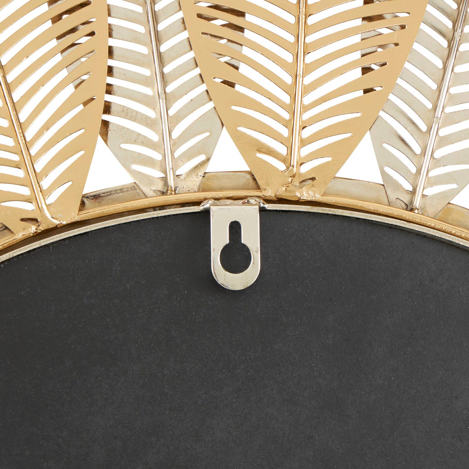 Gold Metal Abstract Layered Leaf Wall Mirror with Flower Shape