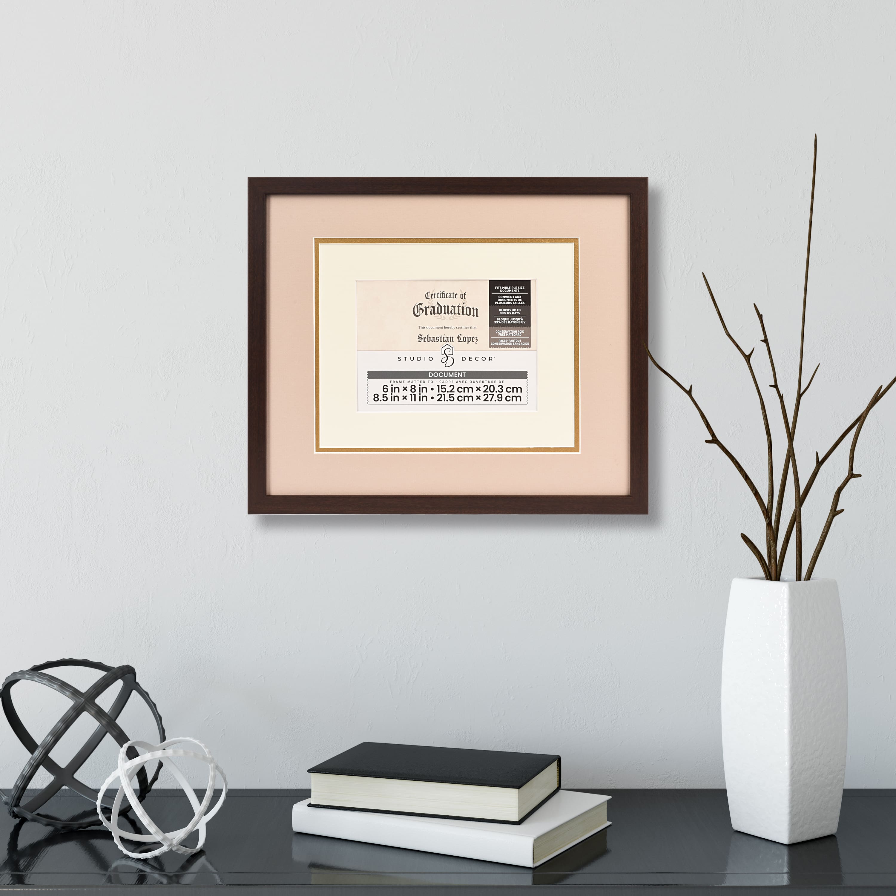 Walnut 6&#x22; x 8&#x22; Document Frame with Triple Mat by Studio D&#xE9;cor&#xAE;