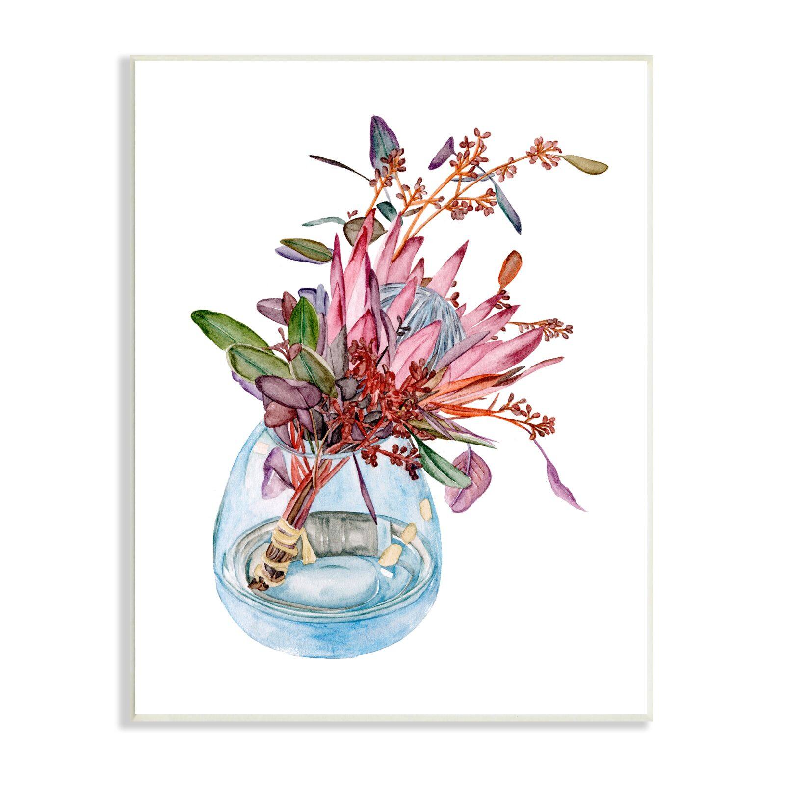 Stupell Industries Blooming Protea Floral Bouquet Watercolor Flower Still Life Wall Plaque