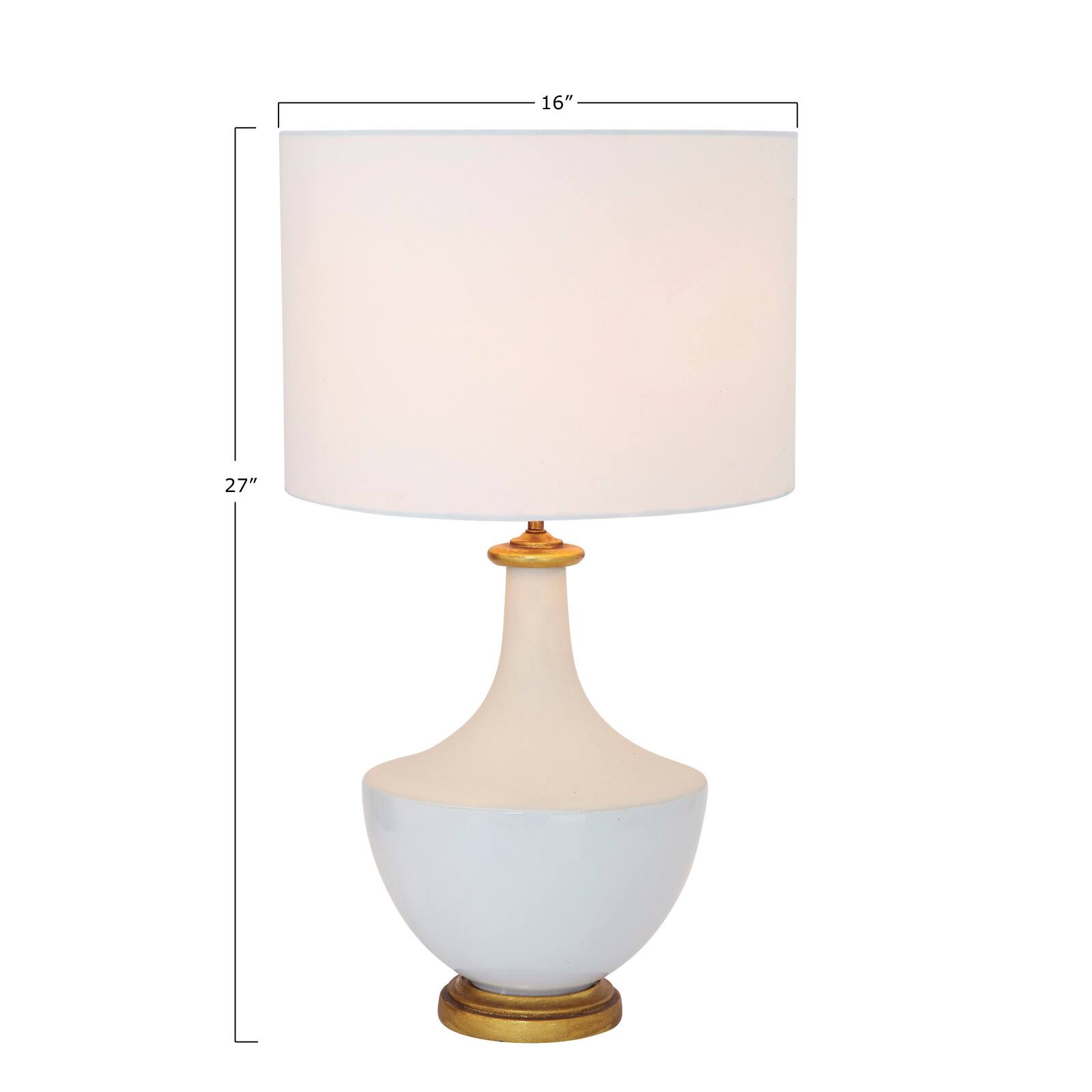 Hello Honey® 27" White & Gold Ceramic Table Lamp