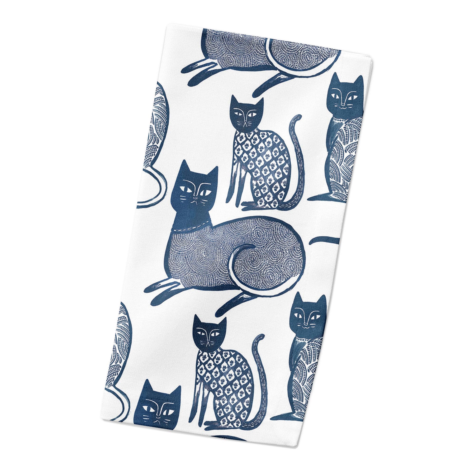 Blue Cat Pattern 10&#x22; x 10&#x22; Cotton Twill Napkin