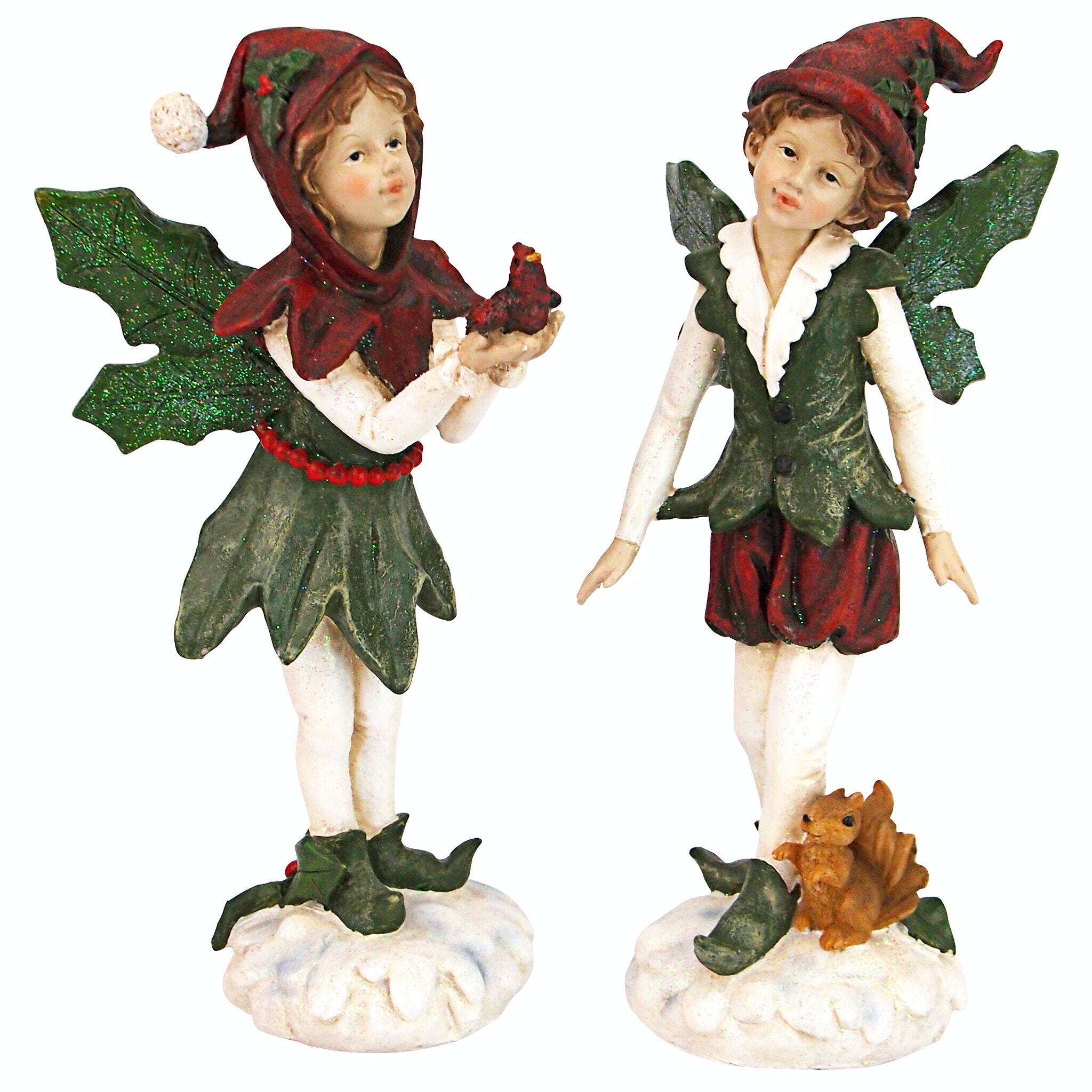 Design Toscano Santa&#x27;s Victorian Holly Christmas Elves Statue Set