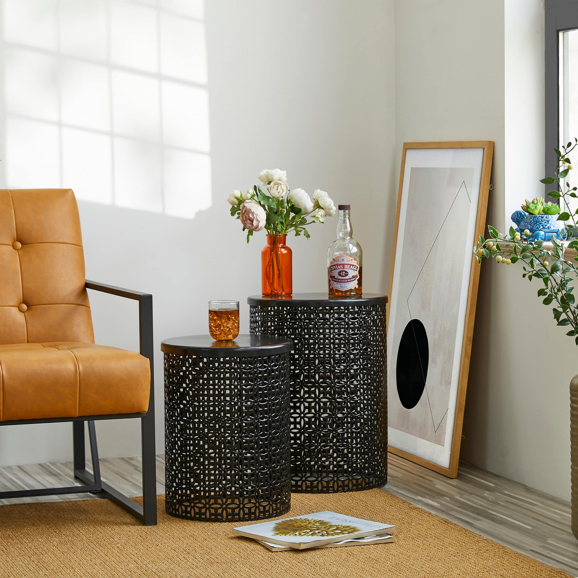 Glitzhome® Multi-Functional Metal Accent Table Set