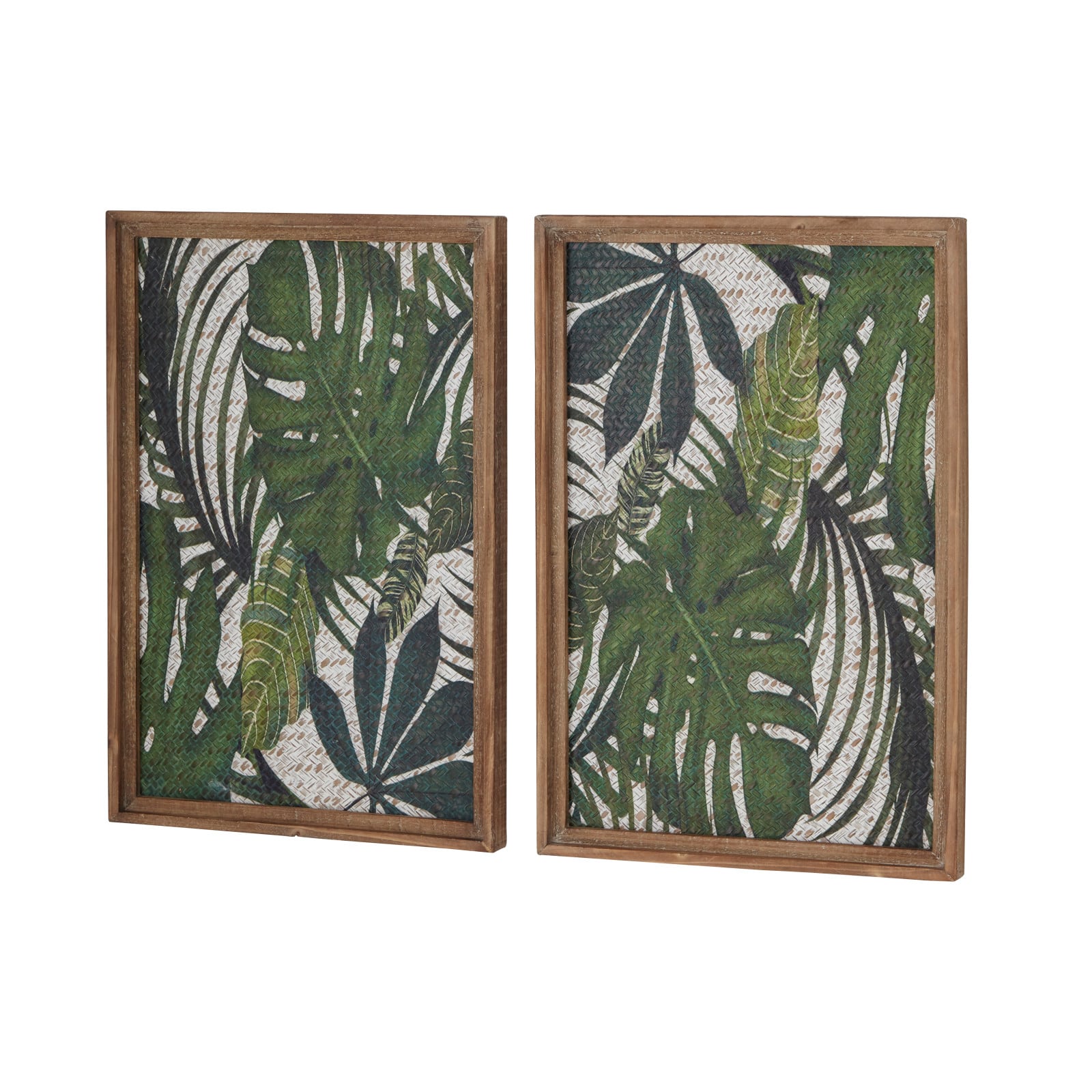 25&#x22; Green &#x26; Brown Wood Boho Palm Wall Decor, 2ct.
