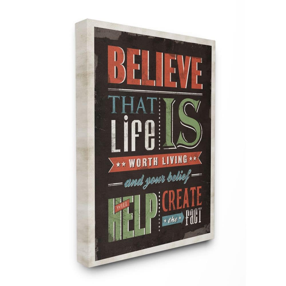 Stupell Industries Believe In Life Vintage Wall Canvas