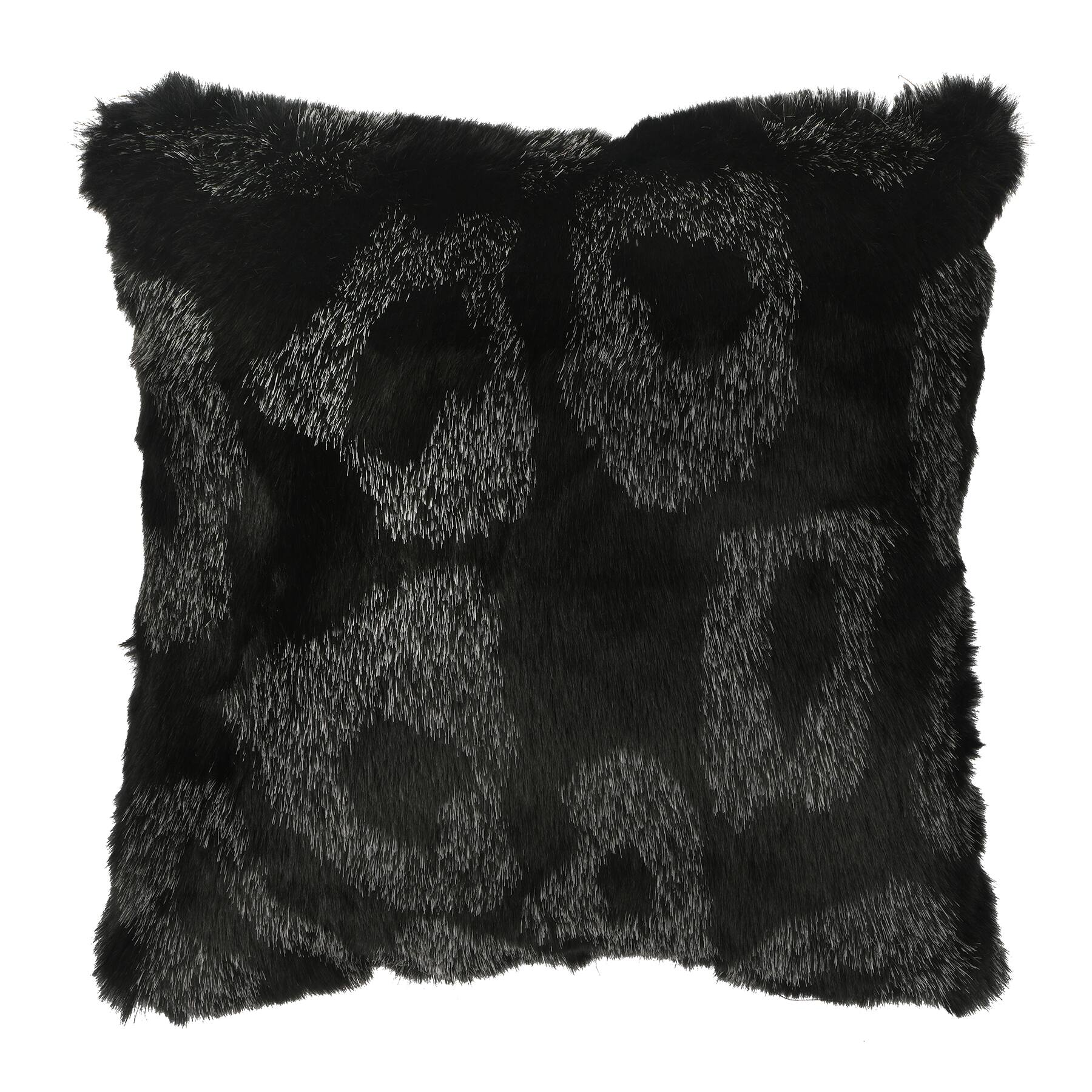 16" Black Leopard Faux Fur Throw Pillow by Ashland®