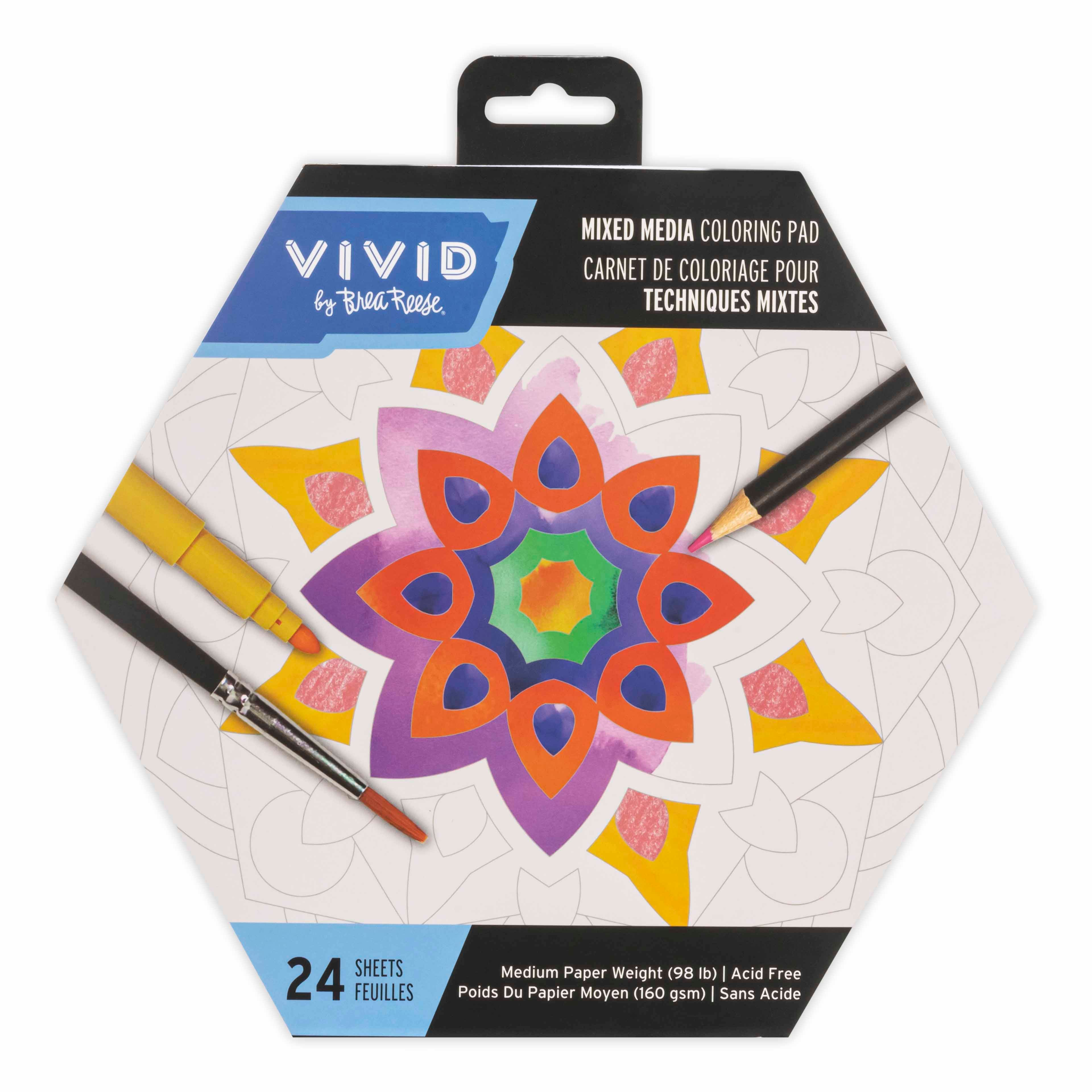 VIVID by Brea Reese® Mandala Mixed Media Coloring Pad