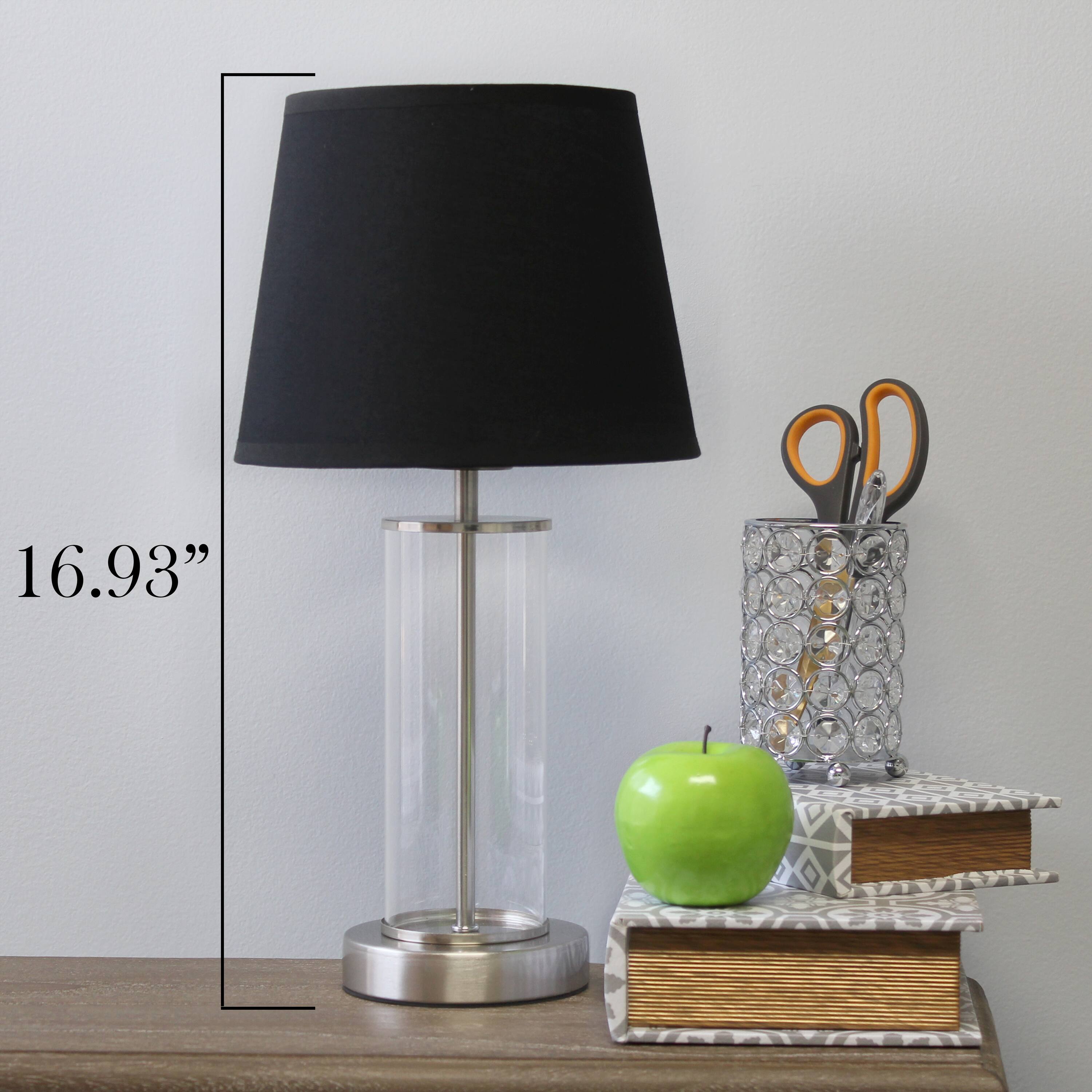 Simple Designs 17&#x22; Encased Metal &#x26; Clear Glass Table Lamp