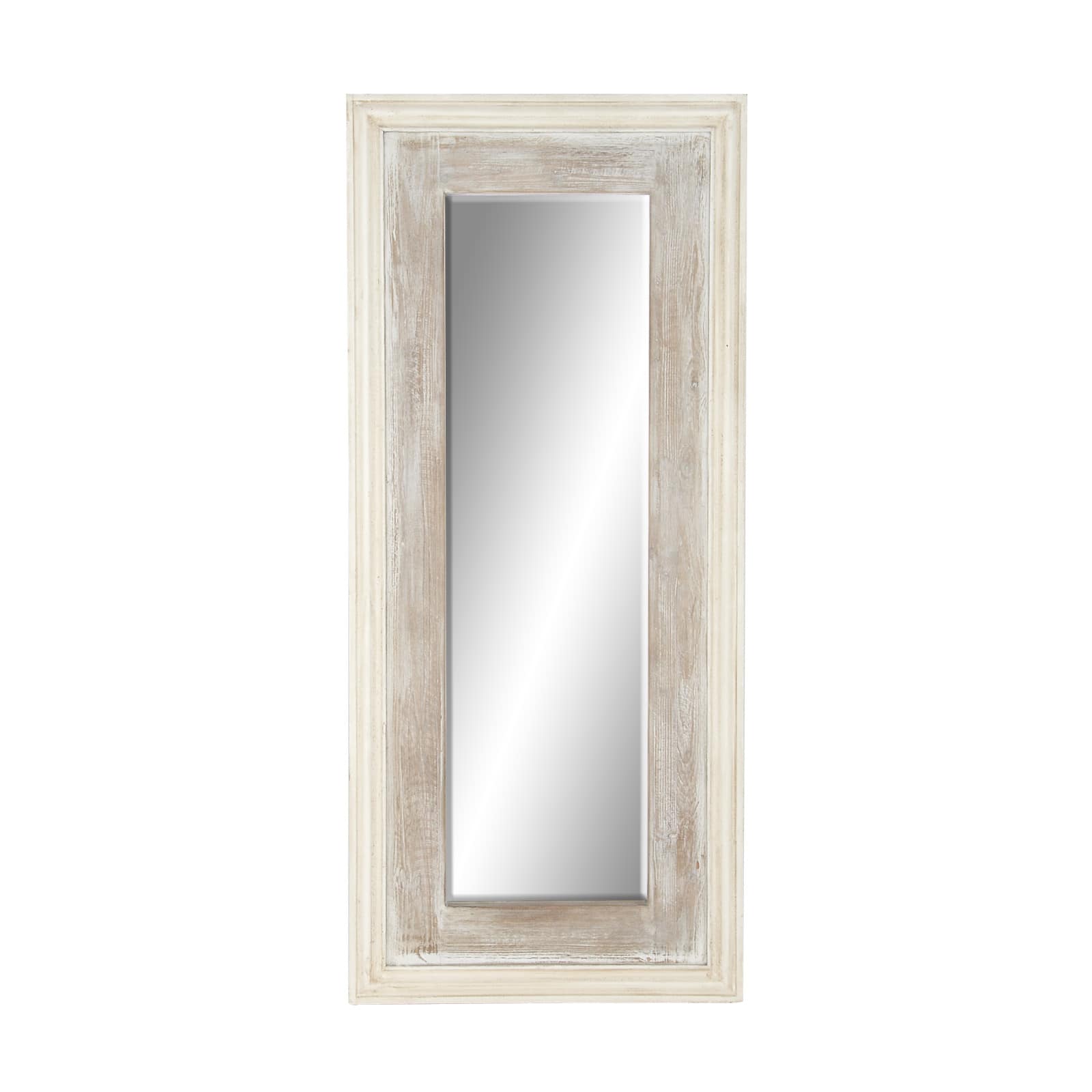 59&#x22; White Farmhouse Wood Wall Mirror