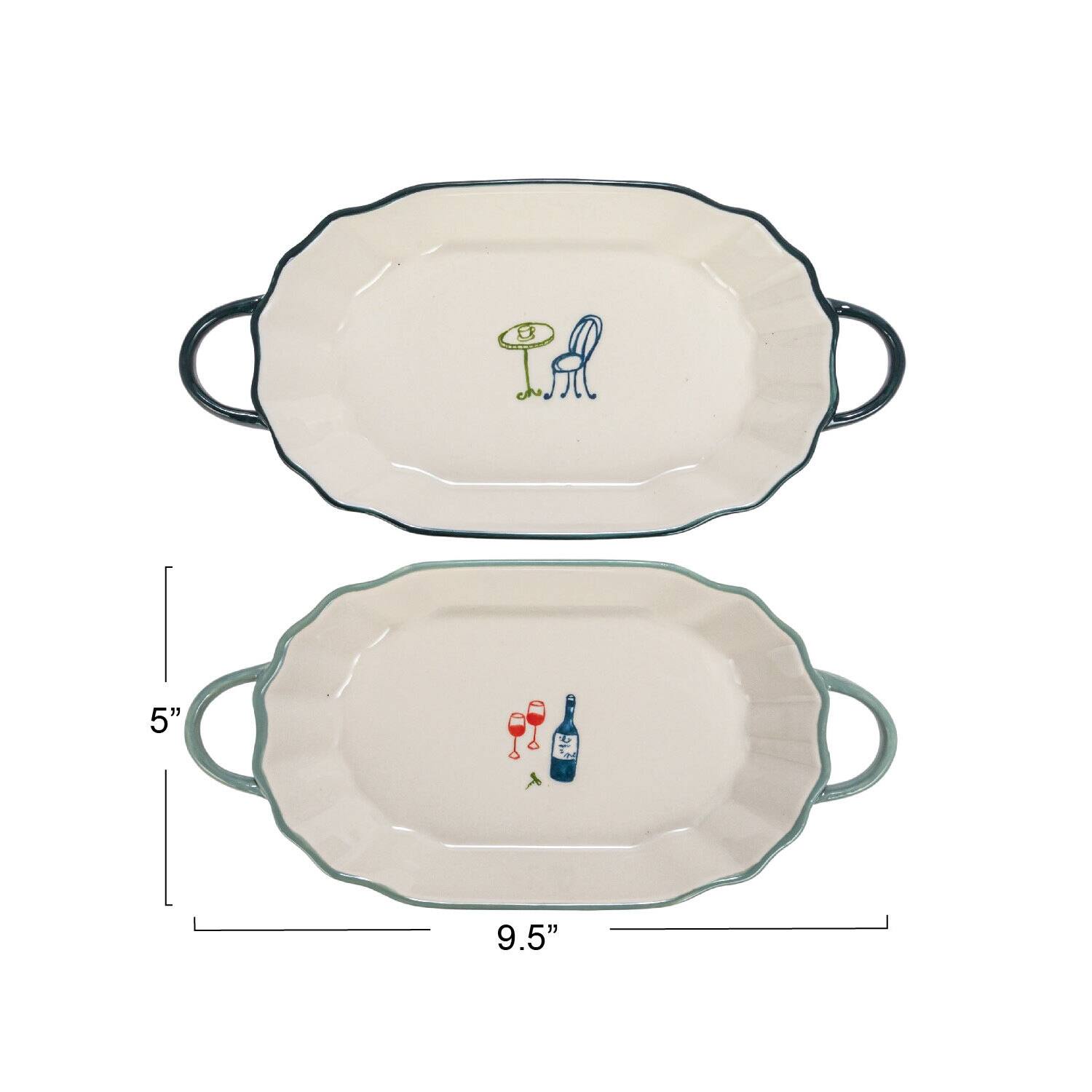 Hello Honey&#xAE; 9.5&#x22; White Stoneware Plates with Handles Set