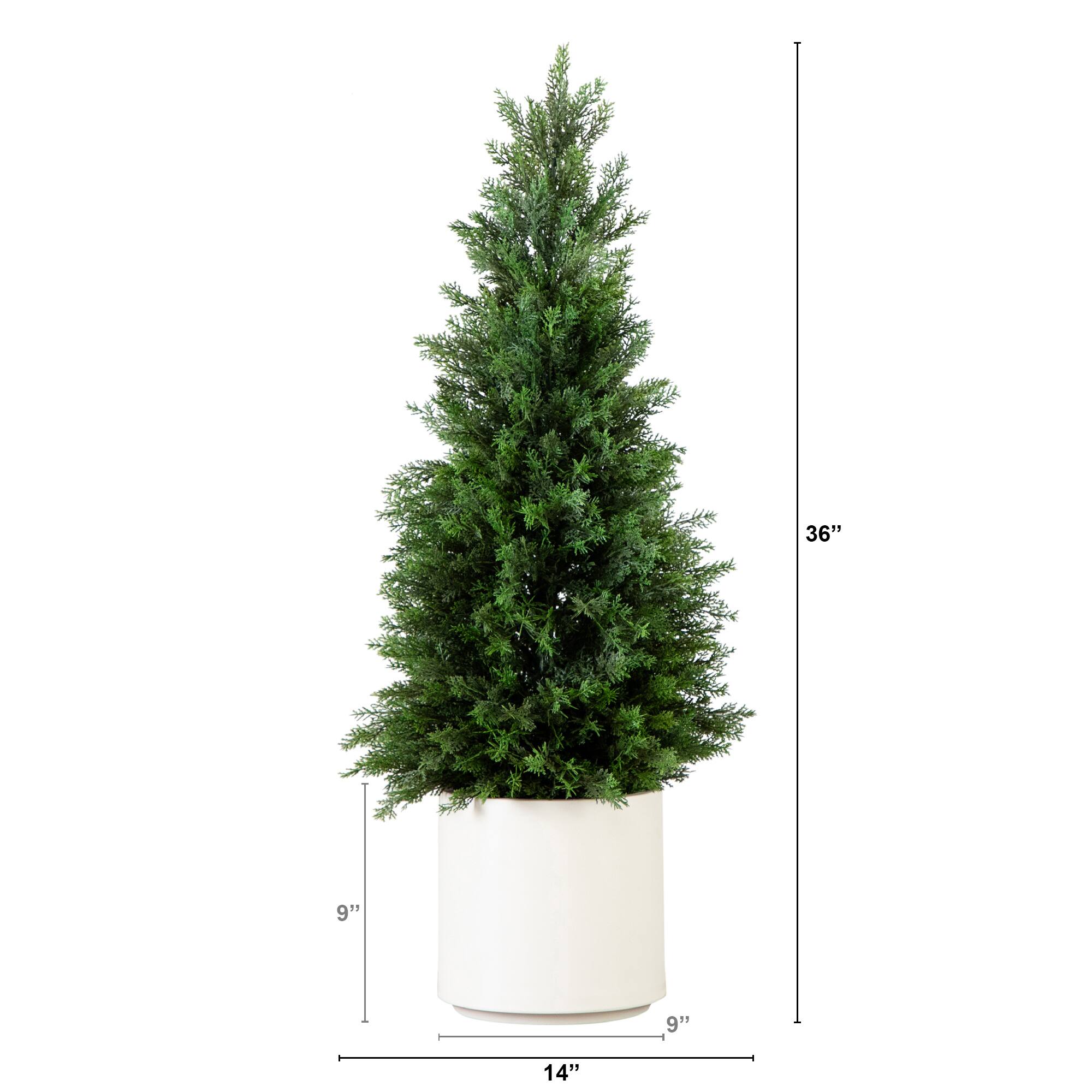 3ft. UV-Resistant Cedar Tree in White Planter