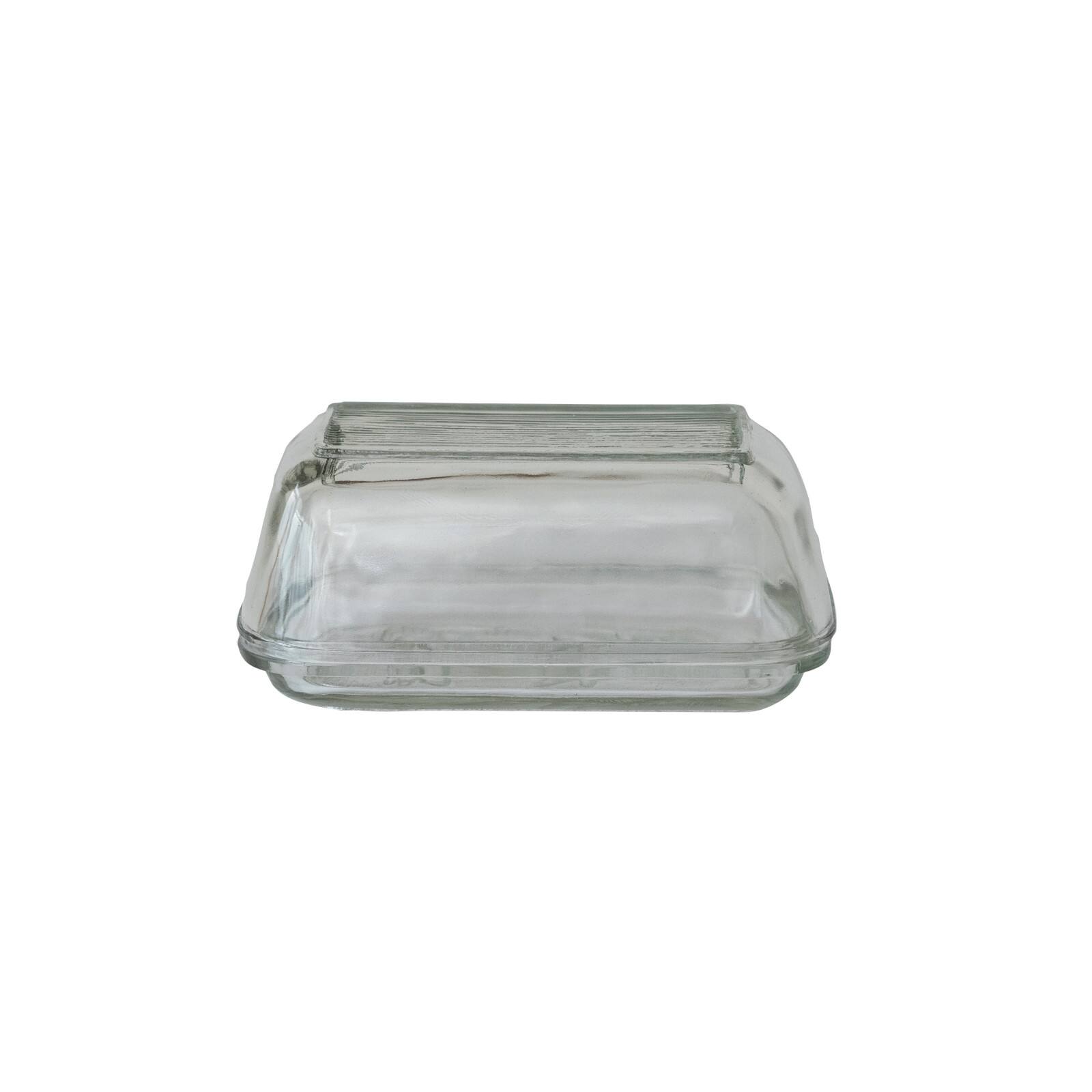 Hello Honey&#xAE; 6.5&#x22; Clear Vintage Embossed Cow Pressed Glass Butter Dish