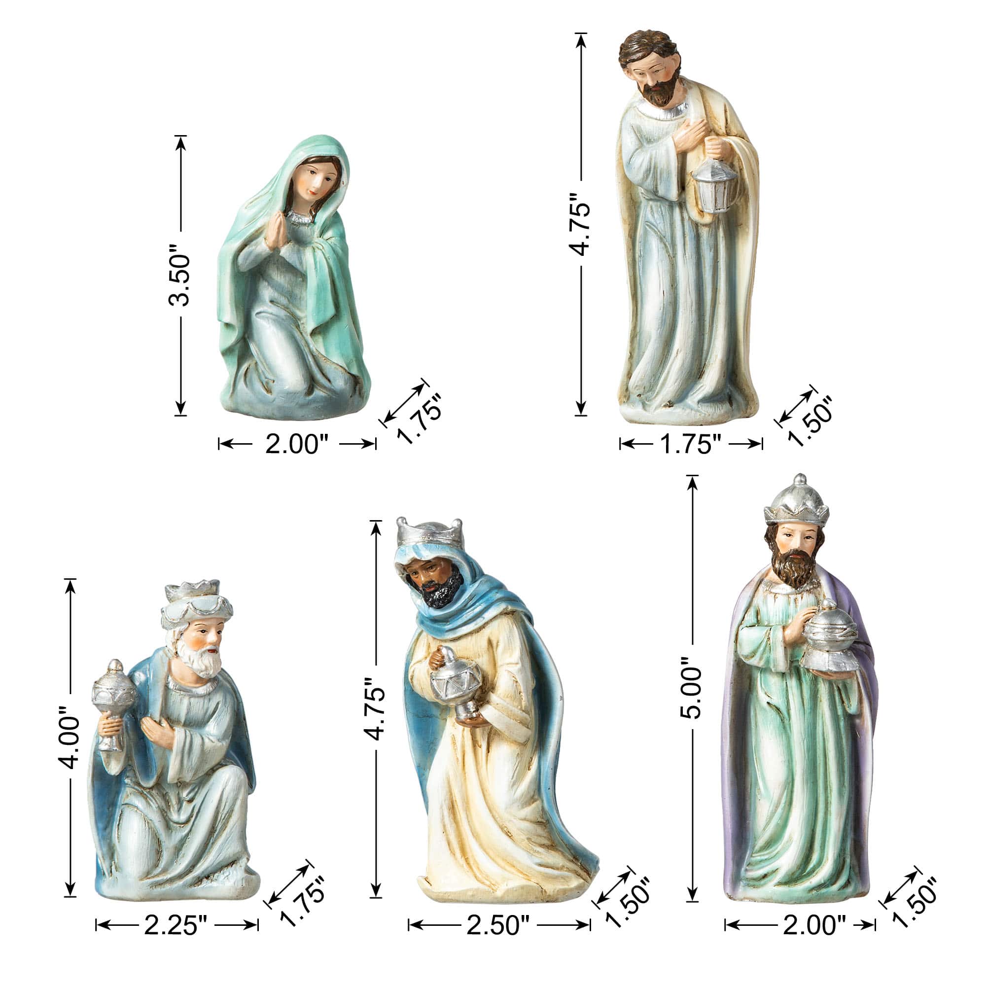 Glitzhome® Deluxe Blue Nativity Figurine Set