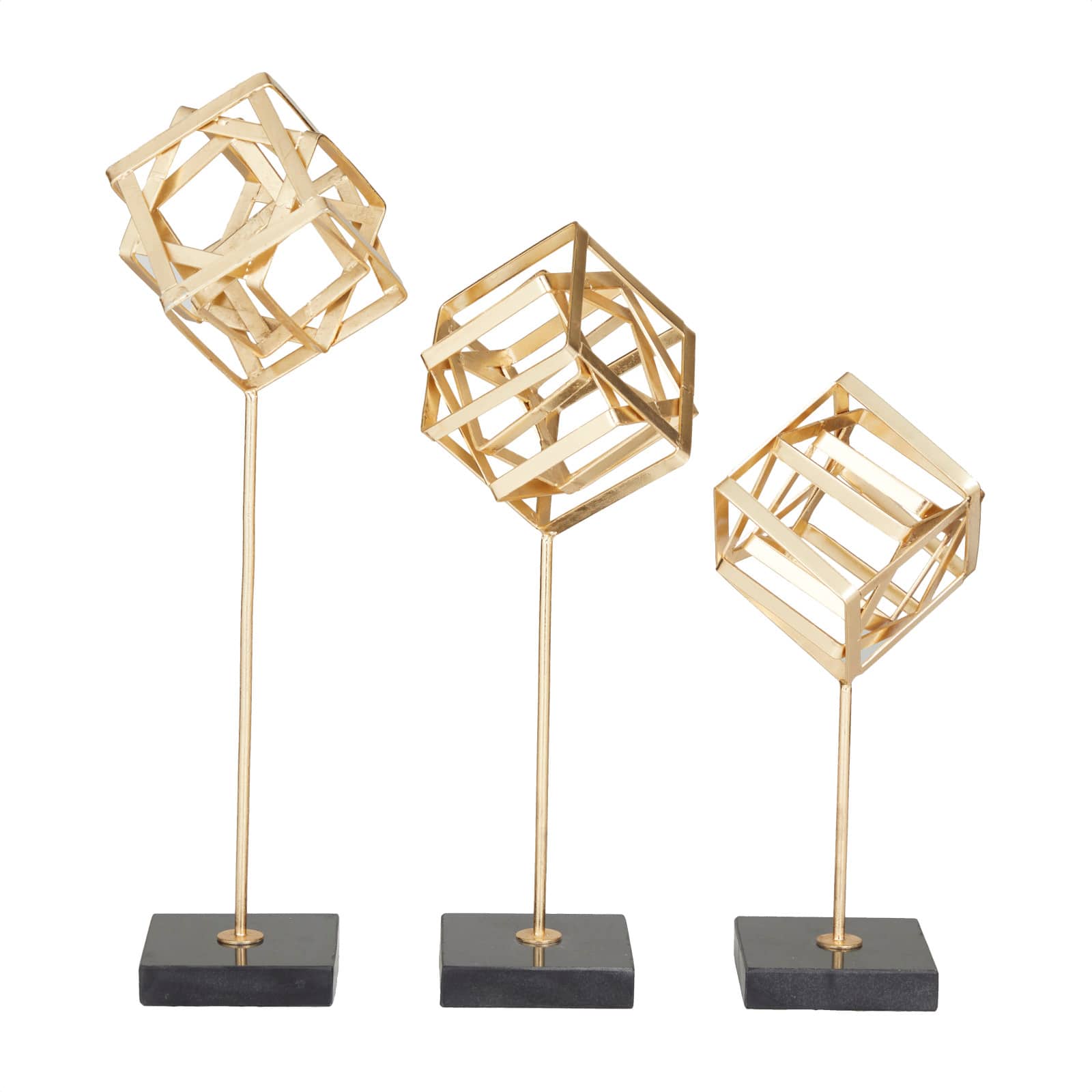 CosmoLiving by Cosmopolitan Set of 3 Gold Marble Contemporary Sculpture, 19 x 6 x 6 - D615356S - Arts and Crafts Get the CosmoLiving by Cosmopolitan Set of 3 Gold  sku D615356S