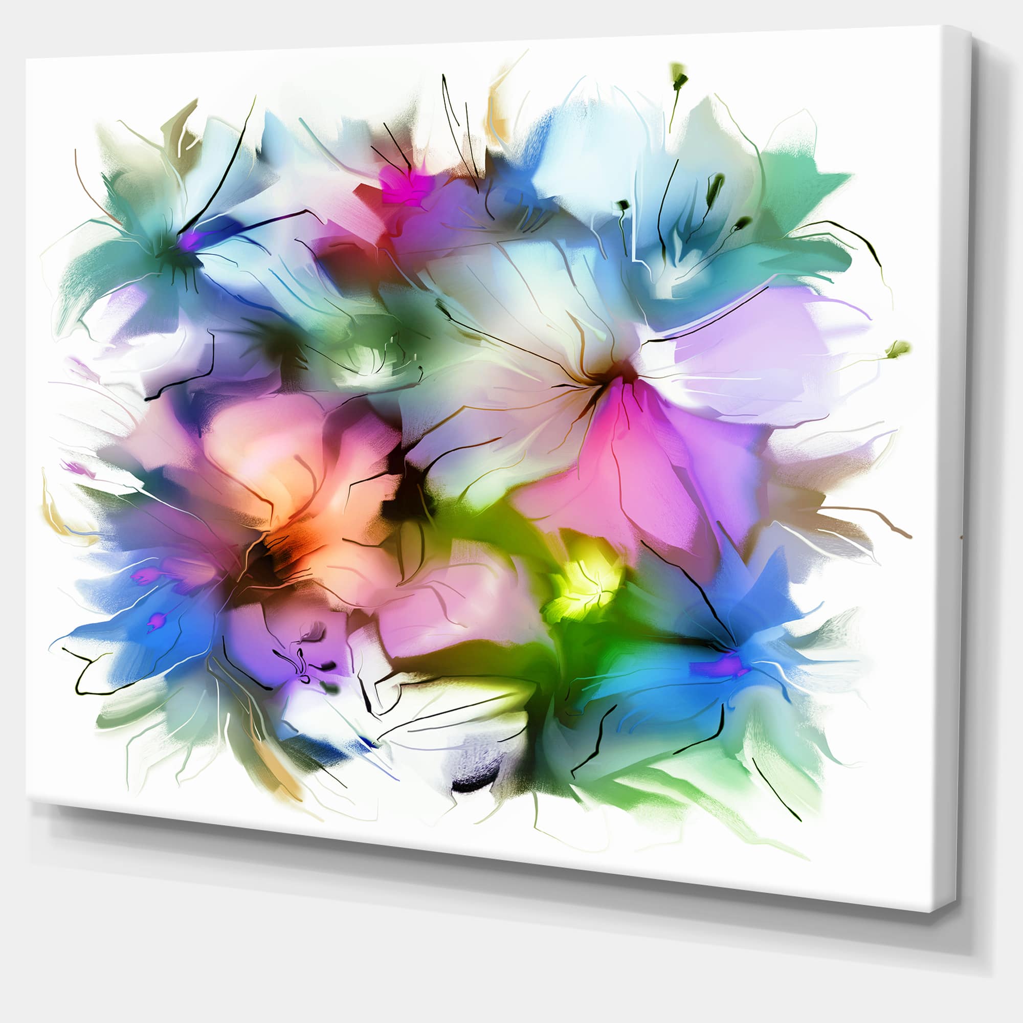 Designart - Watercolor Floral Bouquet - Extra Large Floral Wall Art