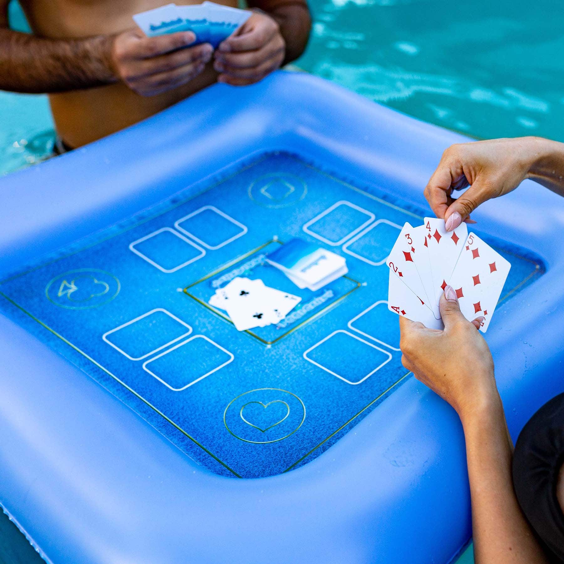 PoolCandy Floating Game Table with Waterproof Playing Cards