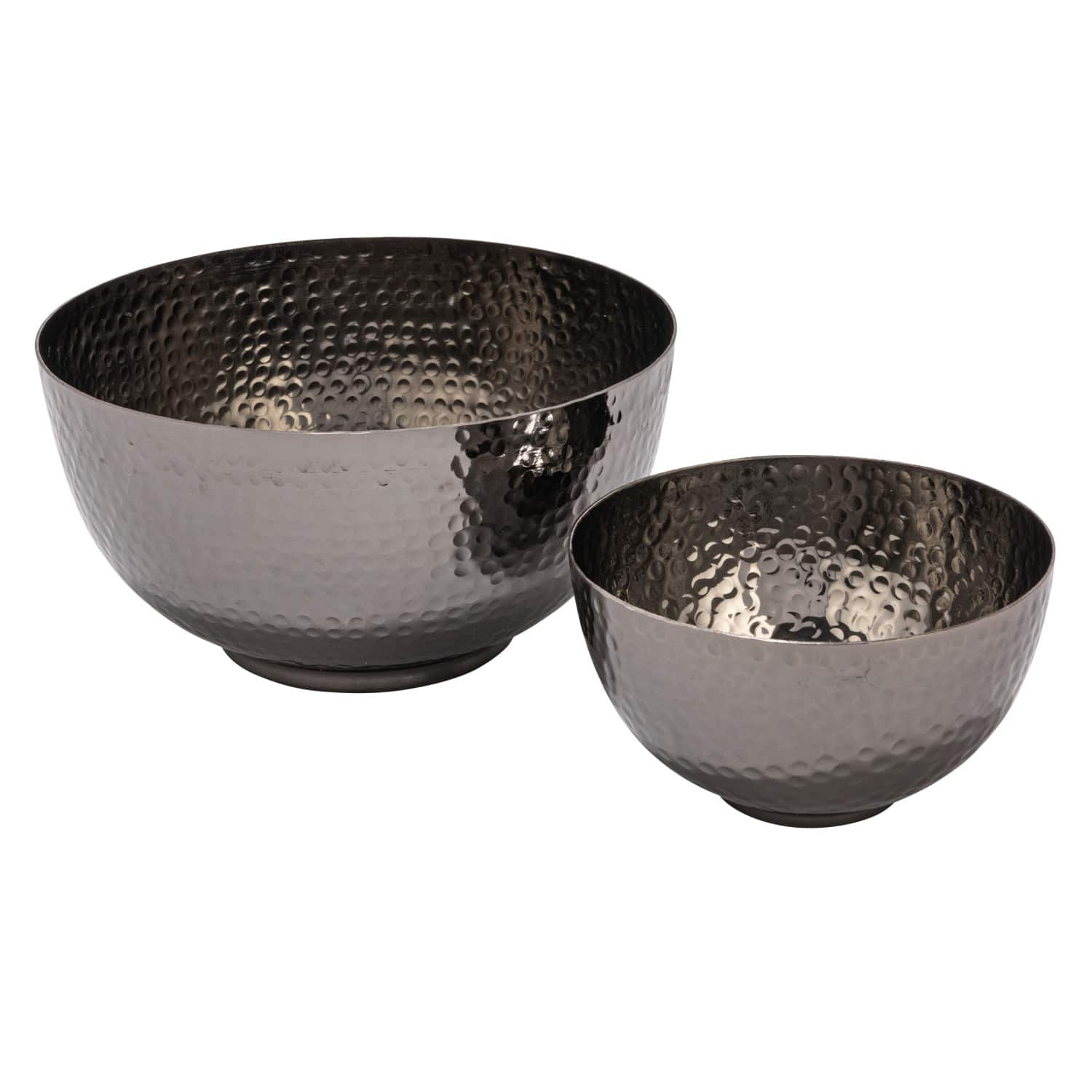 Hello Honey&#xAE; Silver Finish Round Hammered Metal Bowl Set