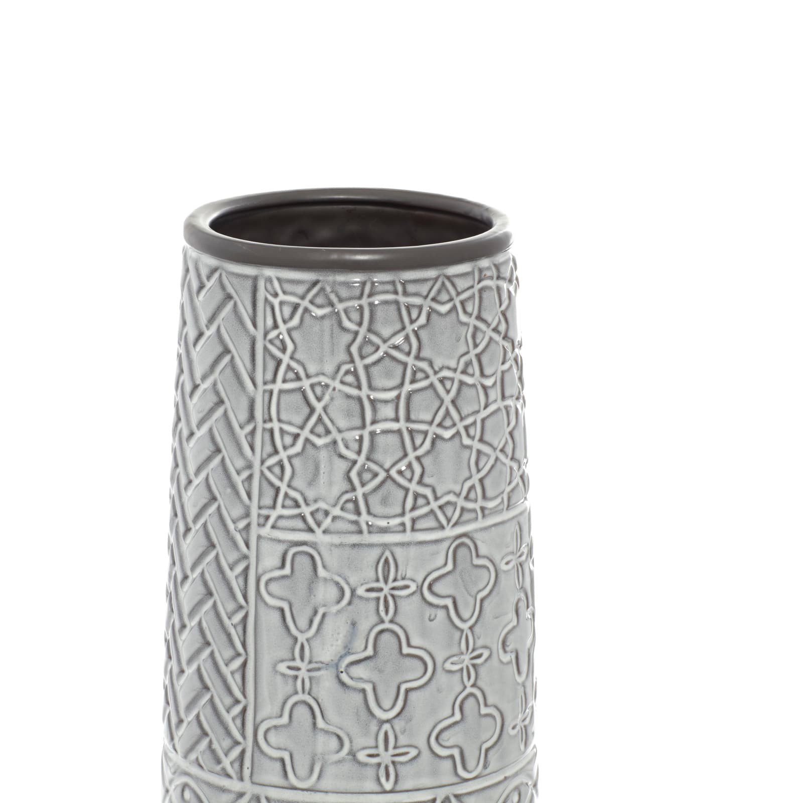 22&#x22; Gray Stoneware Eclectic Vase