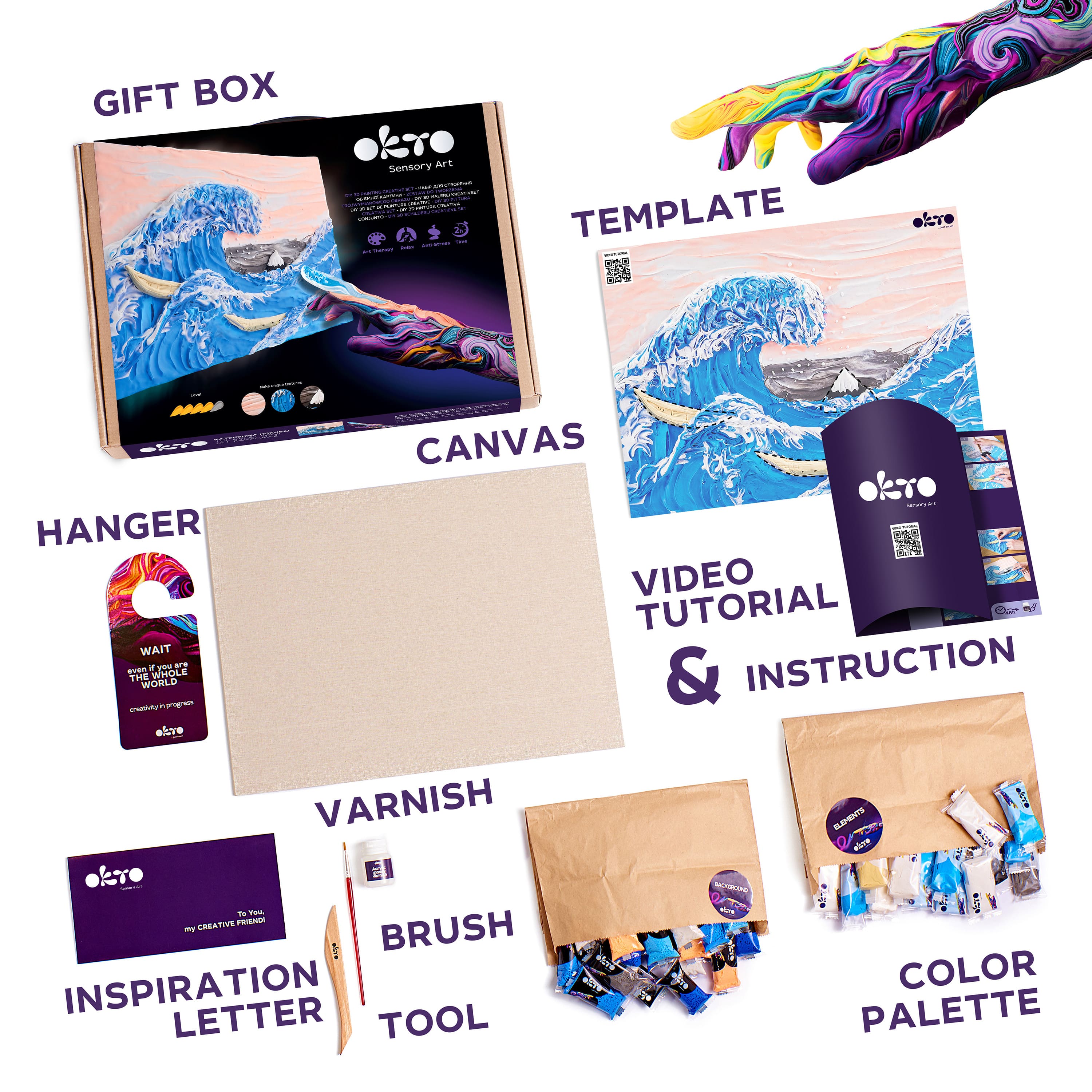 OKTO Sensory Art 3D Hokusai The Great Wave Clay Painting Kit