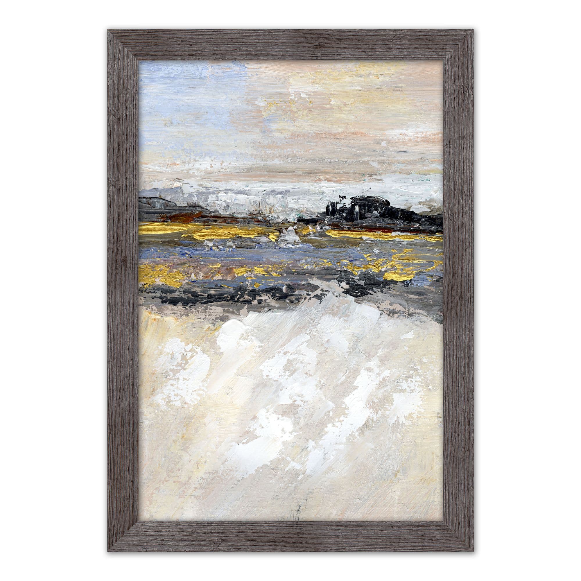 Rough Abstract Landscape 20" x 30" Western Gray Framed Print