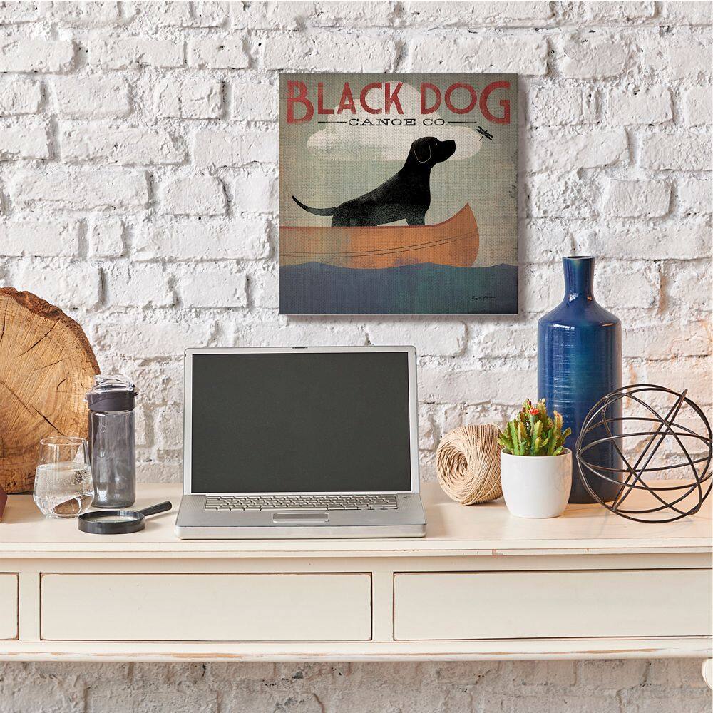 Stupell Industries Black Dog Canoe Company Pet Boating Lake Sports Canvas Wall Art
