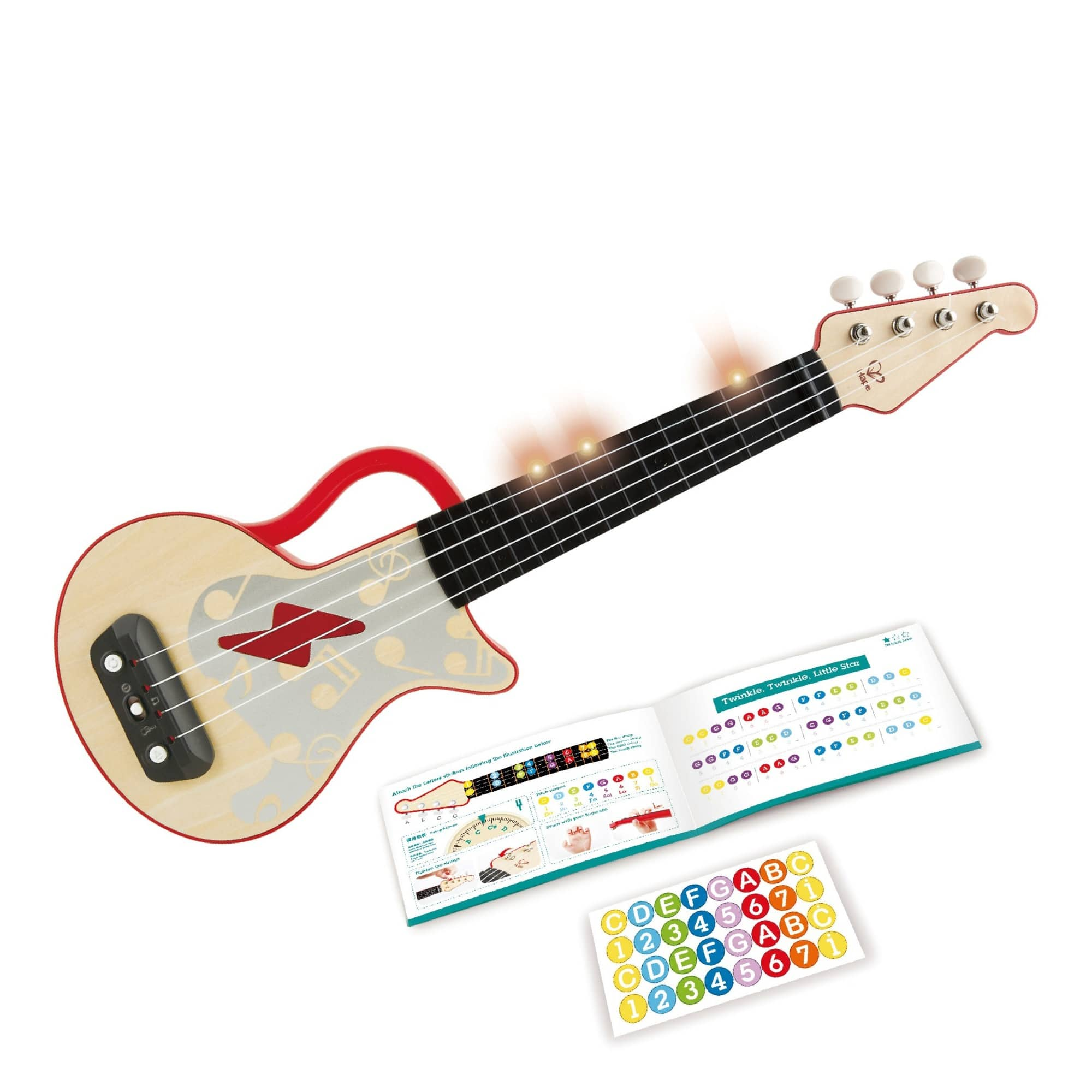 Hape Learn With Lights Red Electronic Ukulele