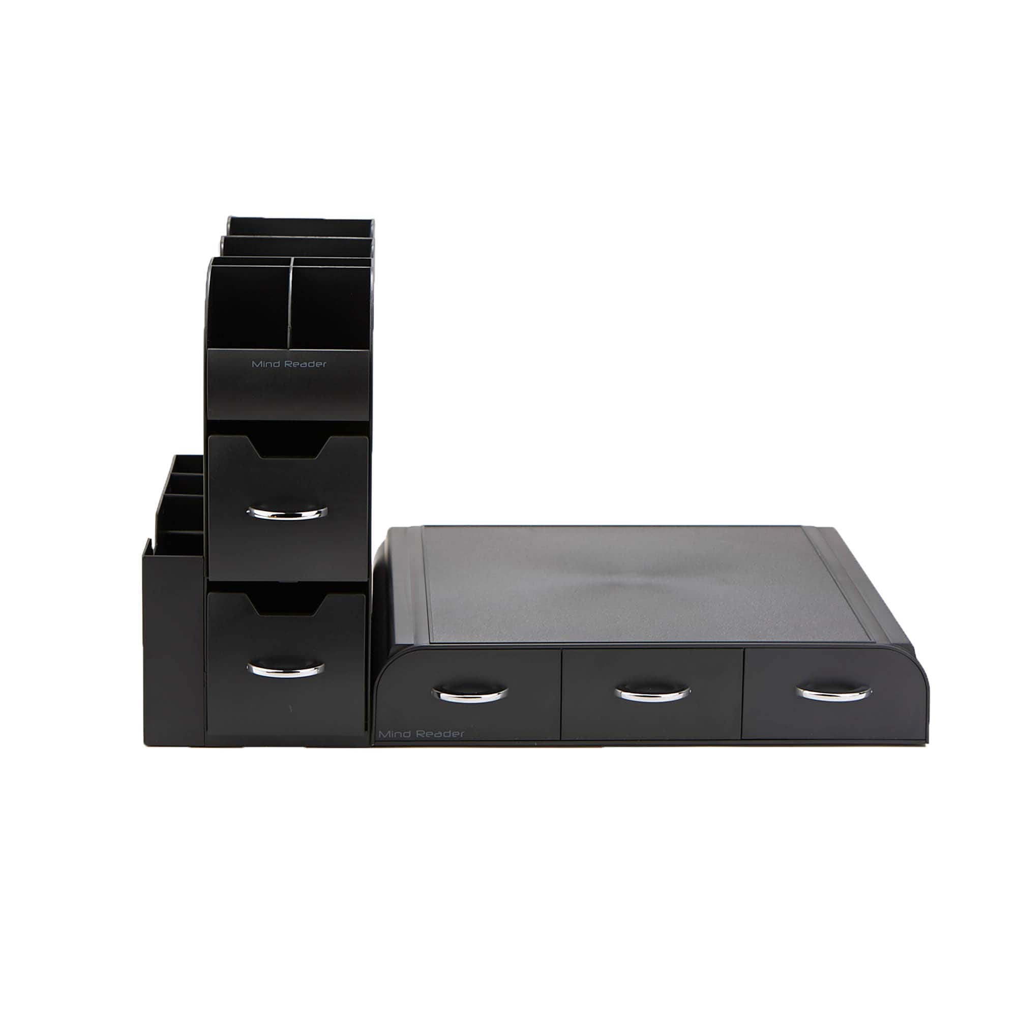 Mind Reader Black 2-Piece Single Serve Coffee Pod Drawer and Condiment Organizer Caddy Station