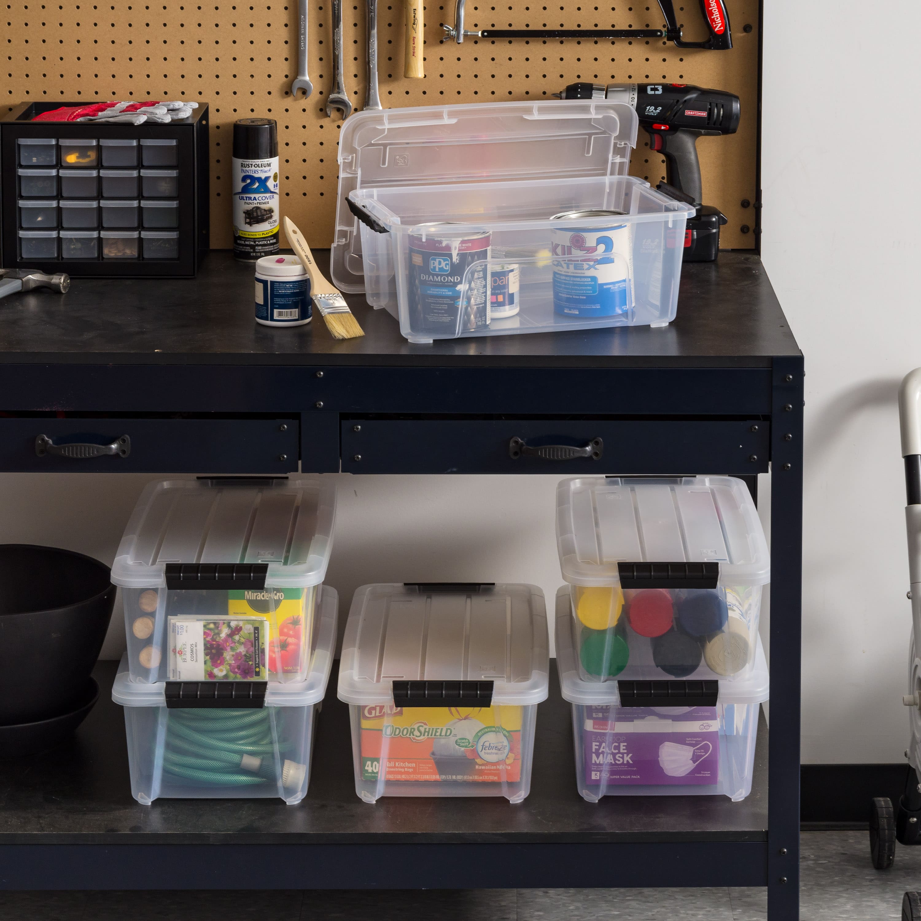 IRIS® 13.5qt. Buckled Clear Boxes with Clear Buckle Lids, 6ct.