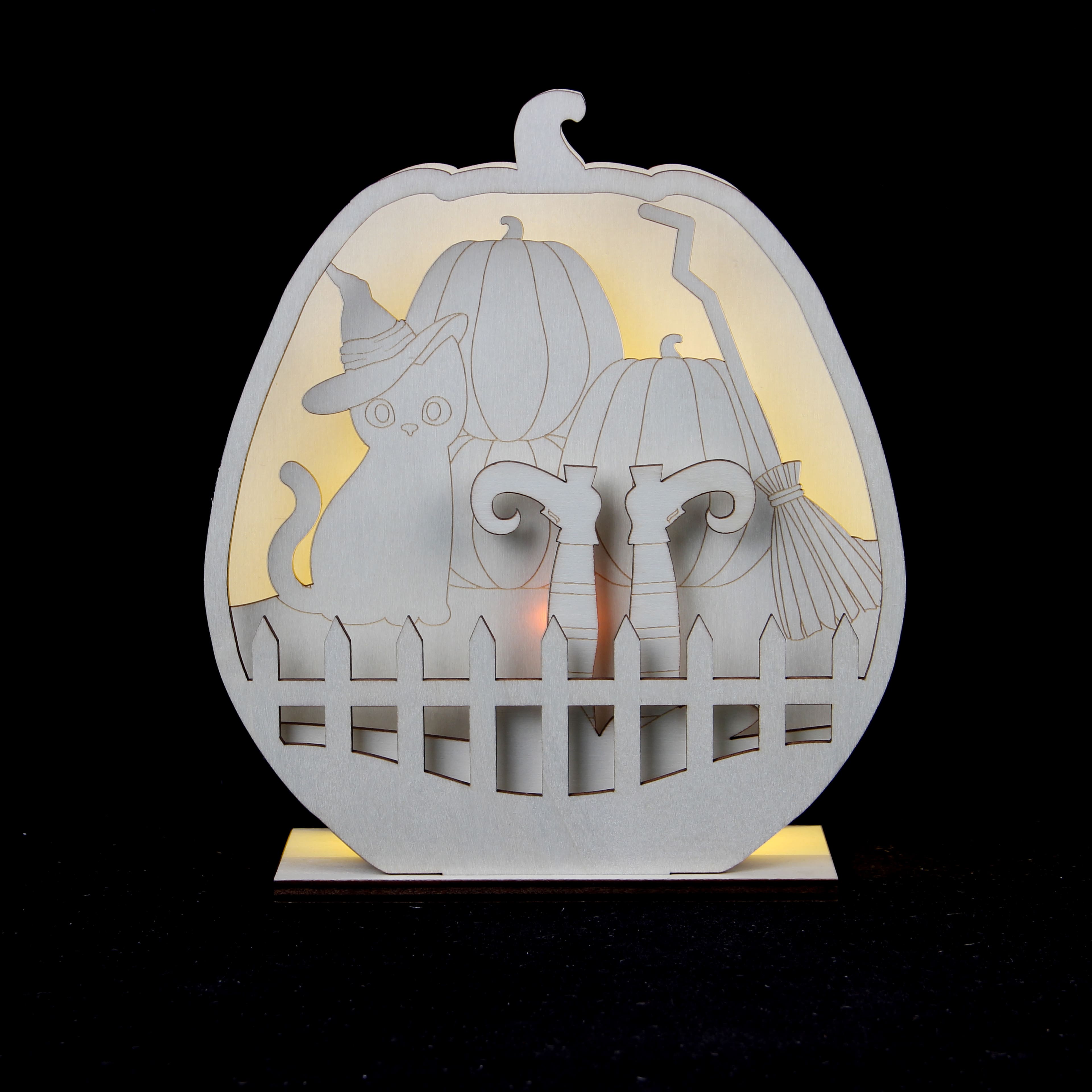8.25&#x22; Layered Pumpkin DIY LED Plywood D&#xE9;cor by Make Market&#xAE;