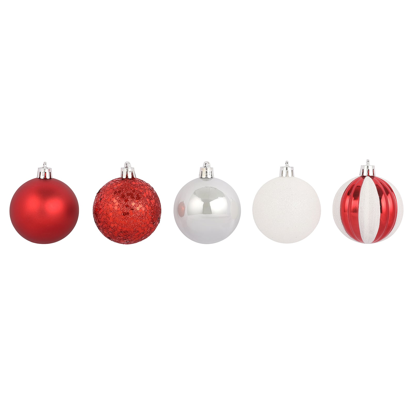 40 Pack 2&#x22; Red &#x26; White Shatterproof Ball Ornaments by Ashland&#xAE;