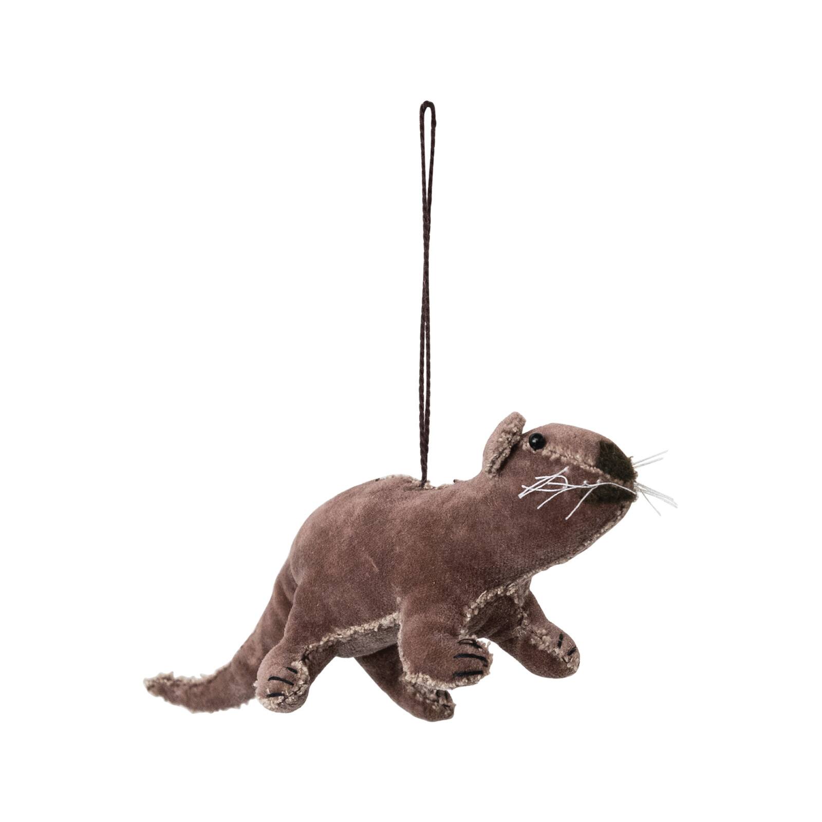 Hello Honey&#xAE; 8&#x22; Brown Velvet Otter Ornament