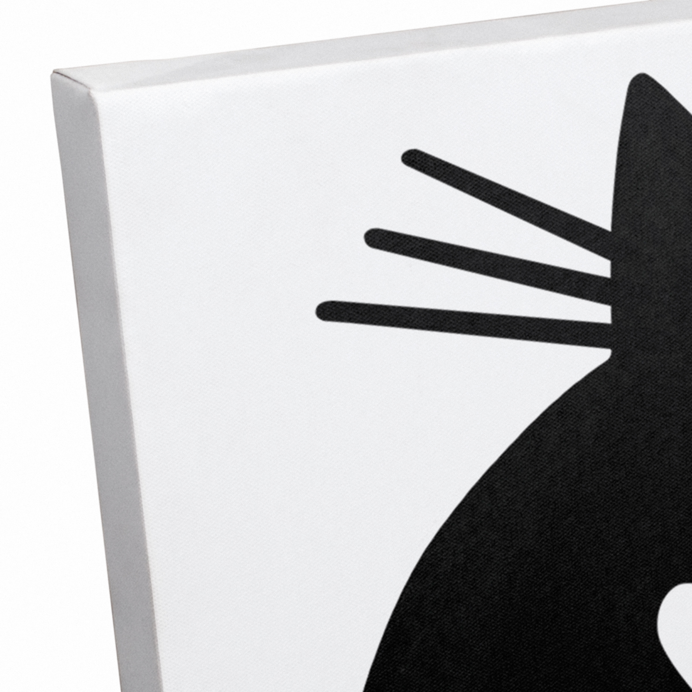 Cat Heart Silhouette Canvas Wall Art