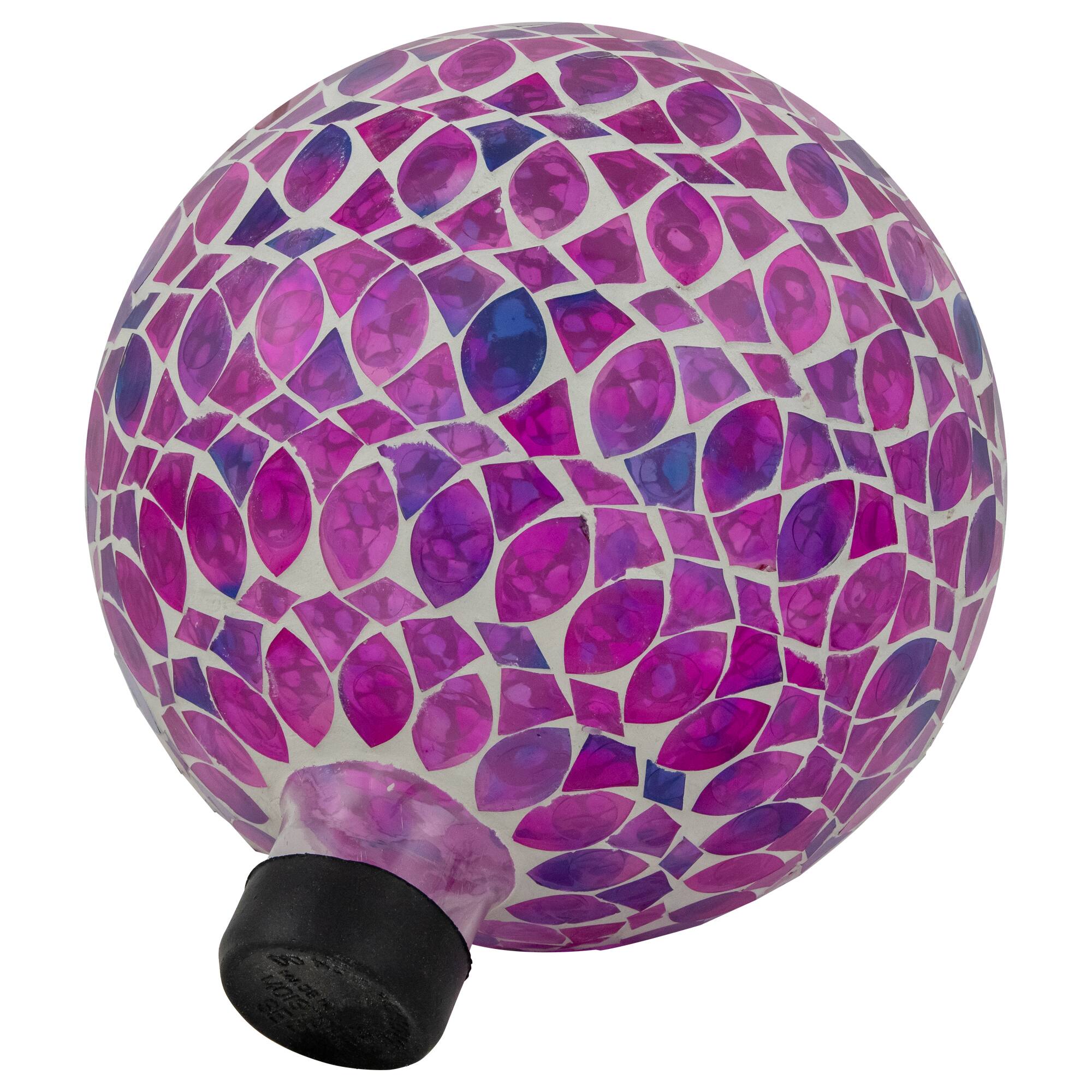 10&#x22; Purple, Pink &#x26; White Iridescent Mosaic Outdoor Garden Gazing Ball
