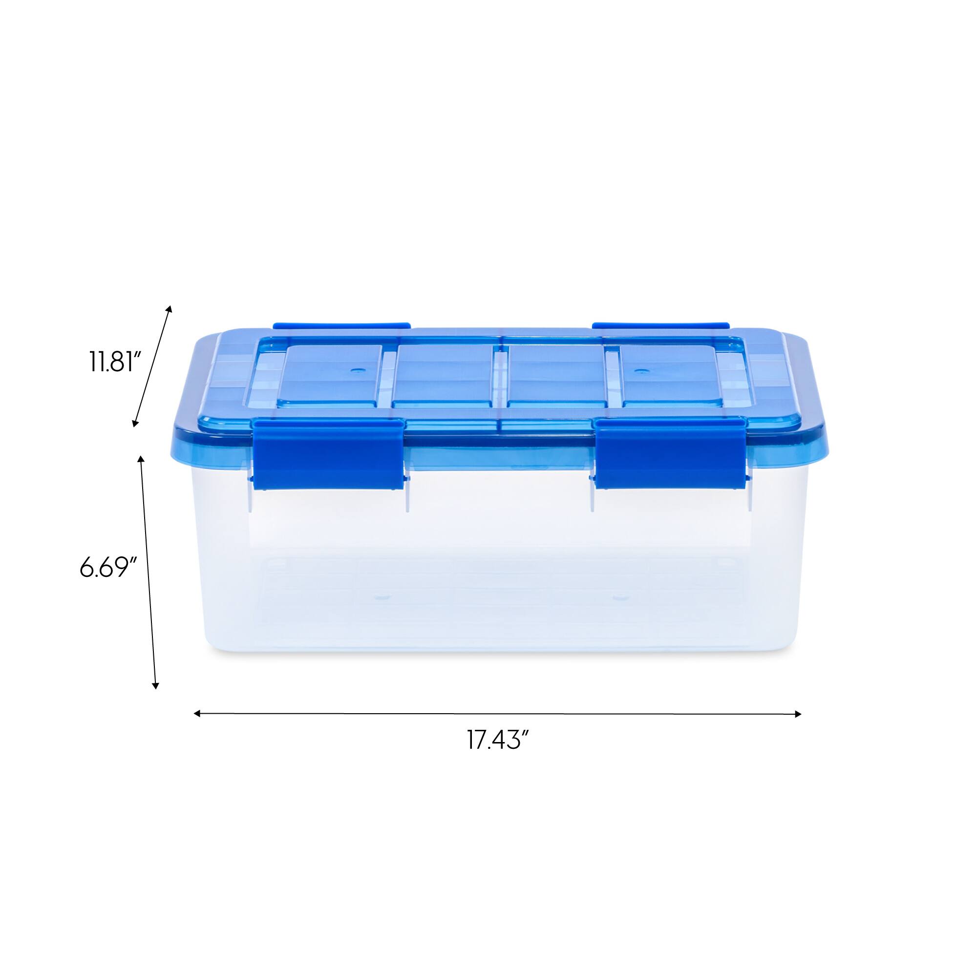 IRIS® WeatherPro™ 16qt. Clear Heavy Duty Plastic Storage Bin with Blue Lid