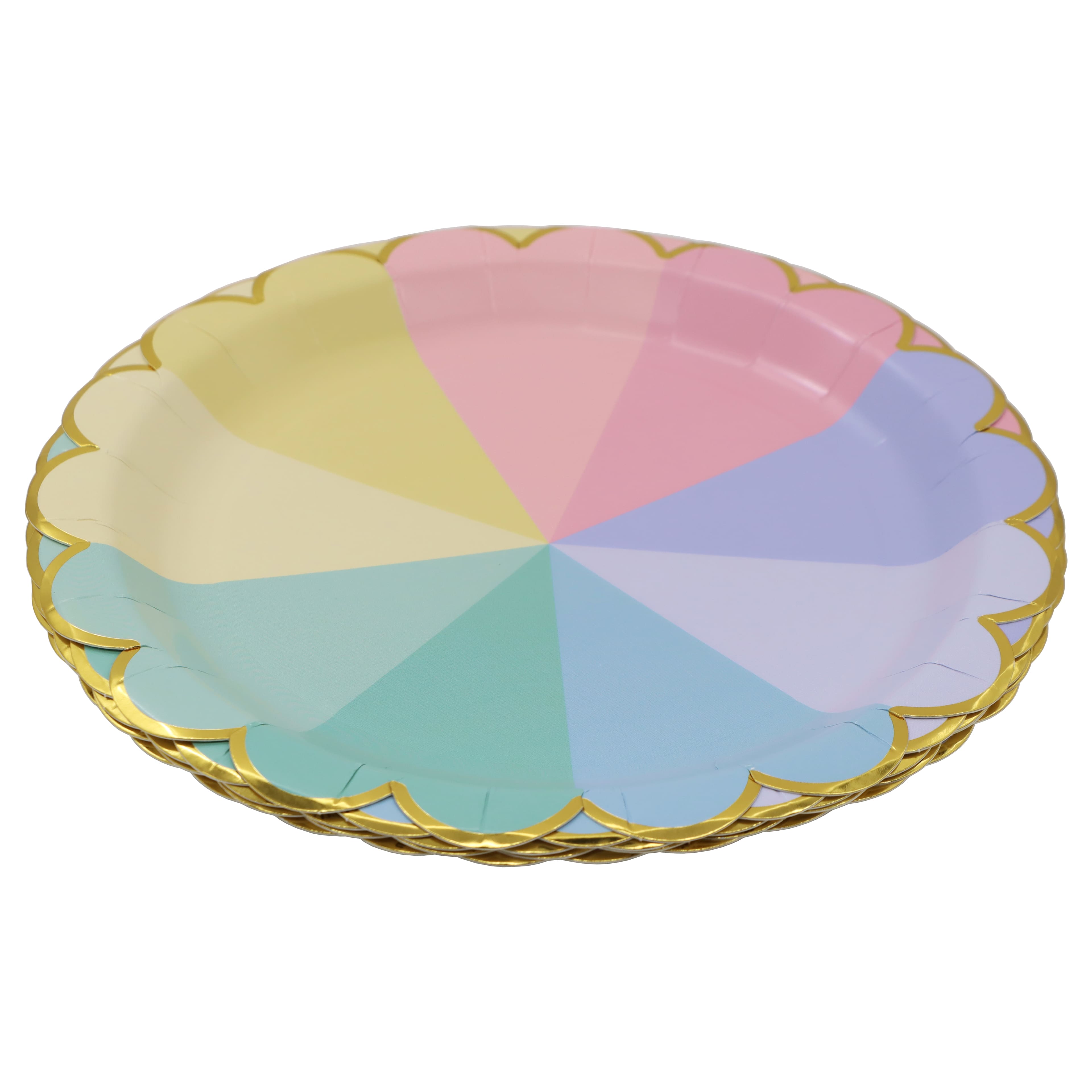 9&#x22; Scalloped Rainbow Dinner Plates, 10ct. by Celebrate It&#x2122;