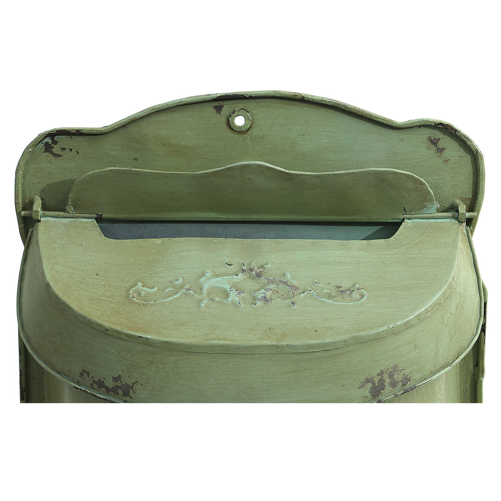Hello Honey&#xAE; Aqua Embossed Tin Post Box with Distressed Finish Wall D&#xE9;cor