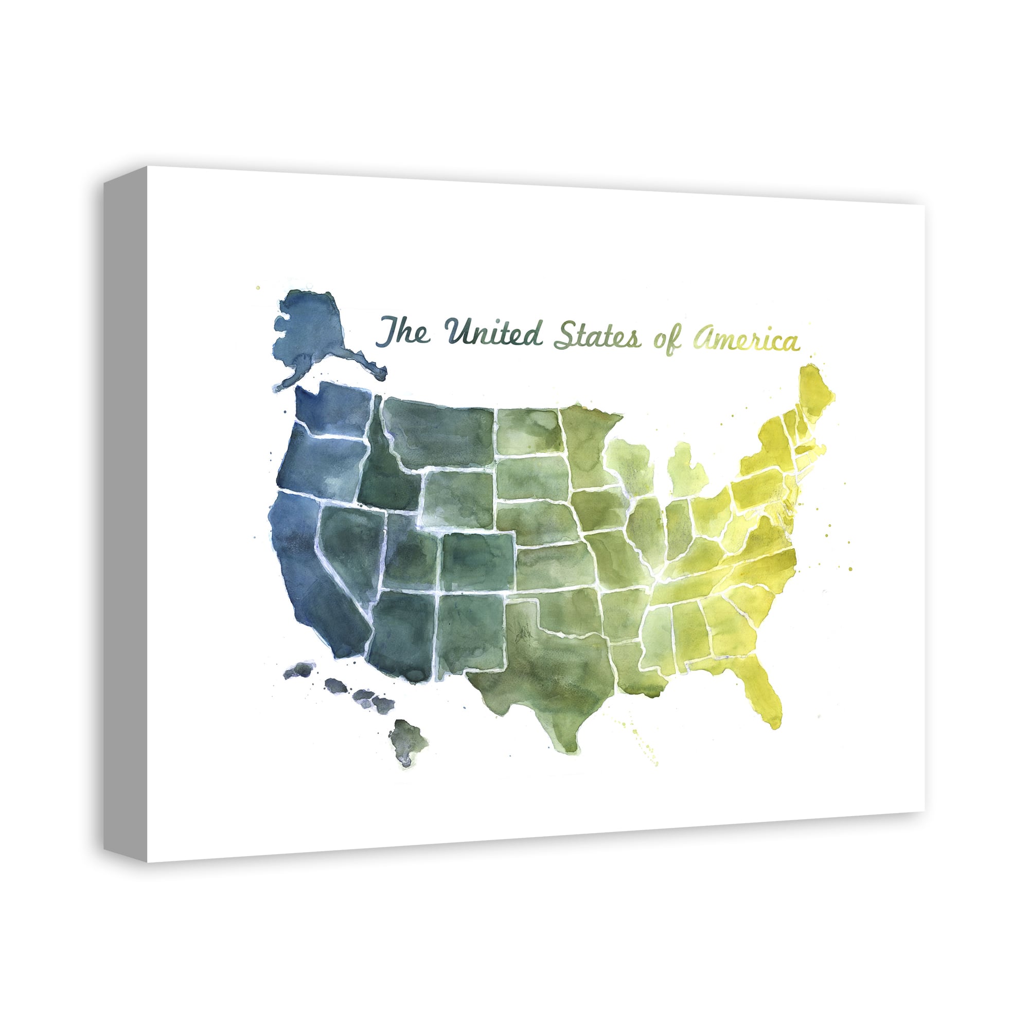 Watercolor United States Map 20" x 16" Canvas Wall Art