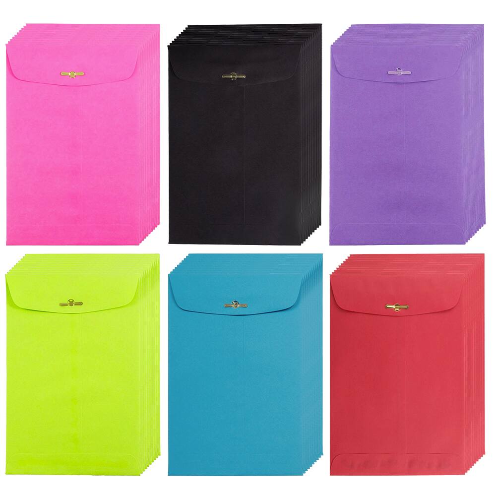 JAM Paper 9" x 6" Assorted Open End Catalog with Clasp Envelopes, 60ct.