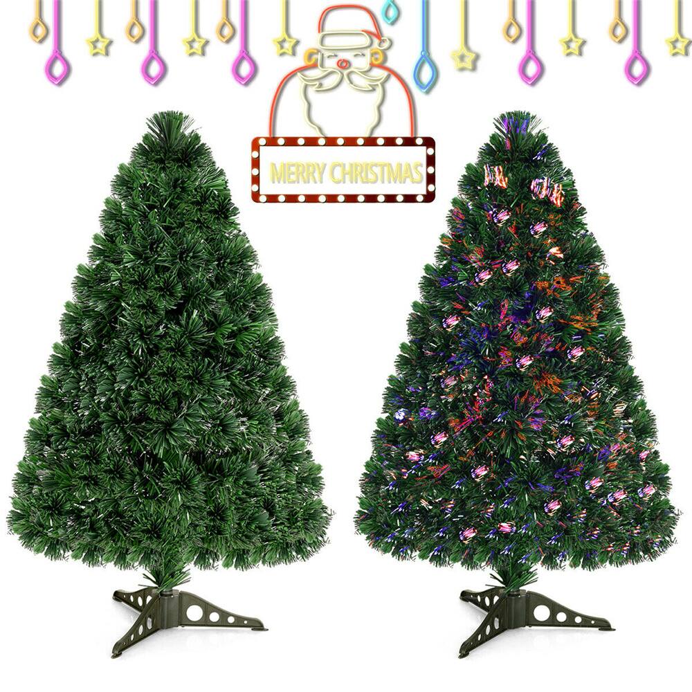 Costway 3ft. Pre-Lit Fiber Optic PVC Tabletop Christmas Tree, Multicolor Lights