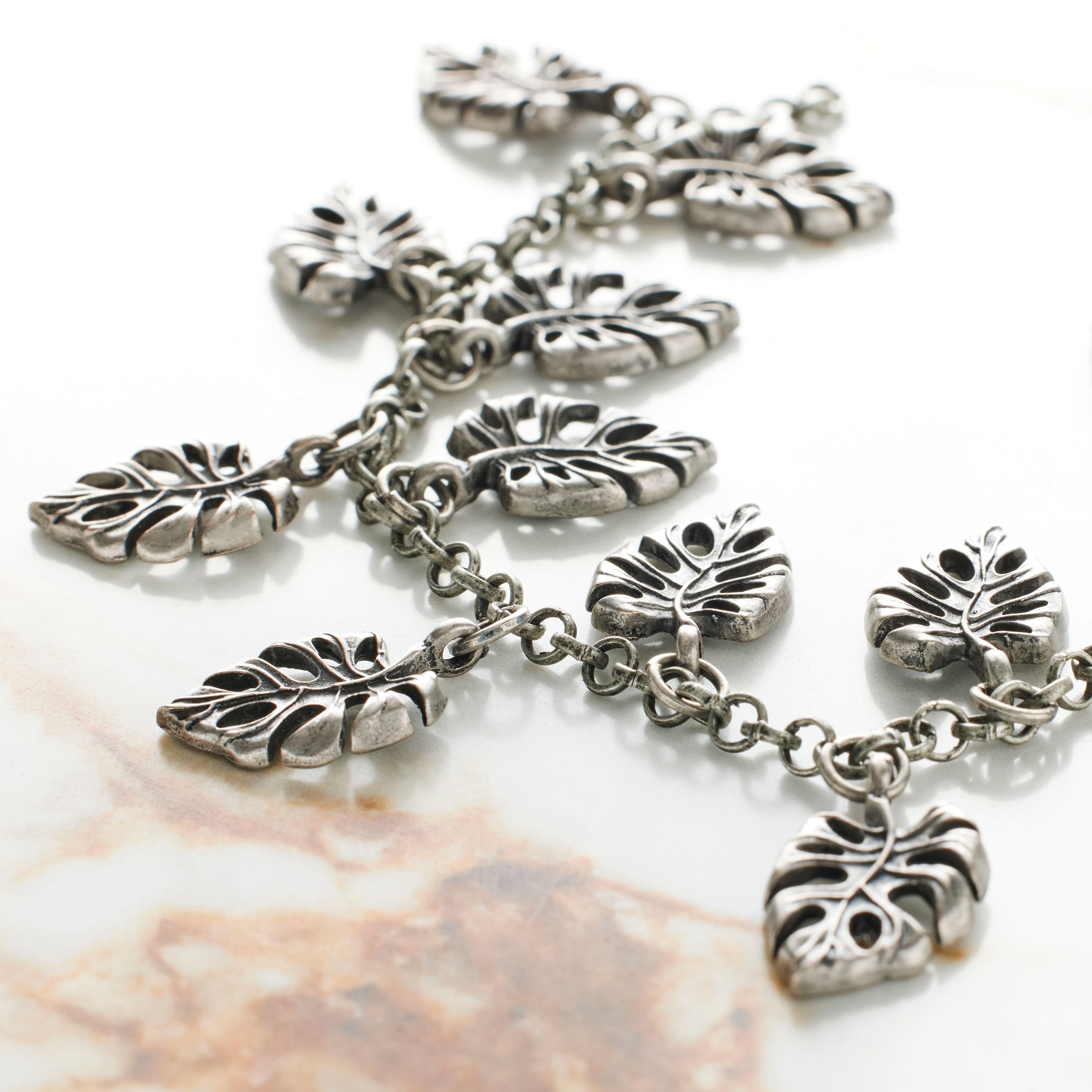 12 Pack: Oxidized Silver Metal Palm Leaf Charms, 20mm by Bead Landing&#x2122;