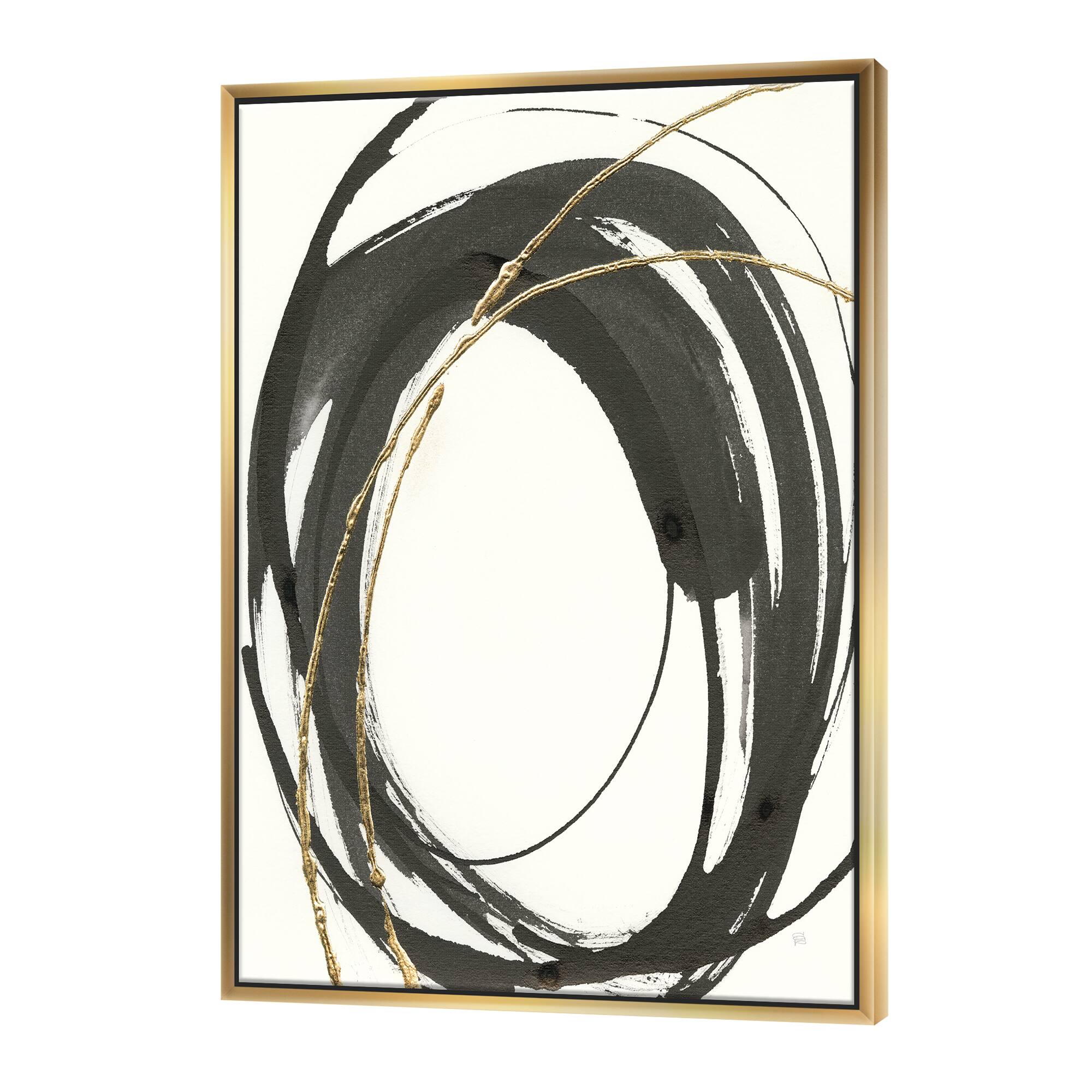 Designart - Gold Glamour Circle I - Posh &#x26; Luxe Canvas in Gold Frame