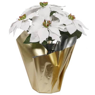Northlight 22 White Artificial Christmas Poinsettia Flowers with Red  Wrapped Base